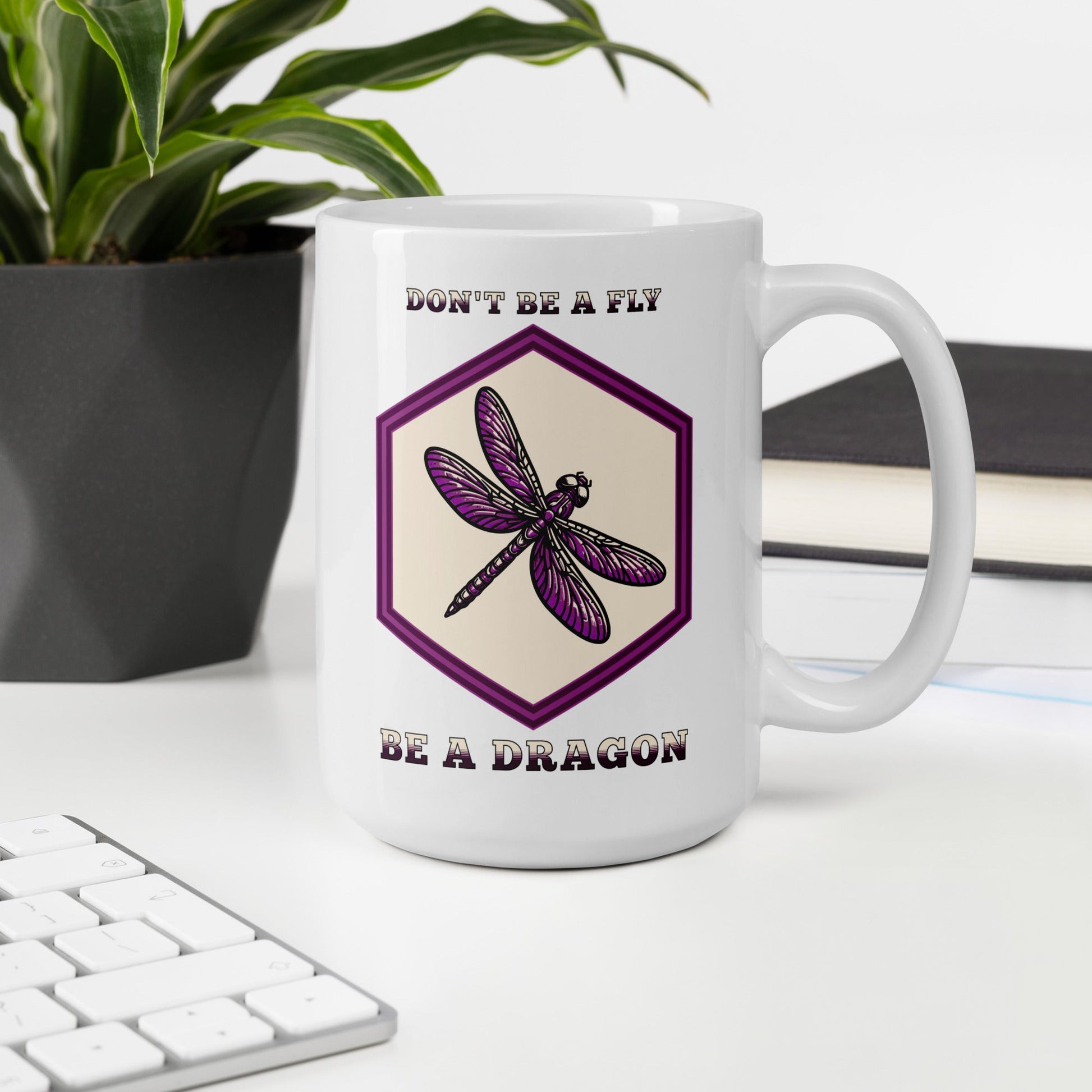 Don't Be A Fly Be A Dragon White Glossy Mug (11 oz. 15 oz, 20 oz) - Mugs - Discovery Co.