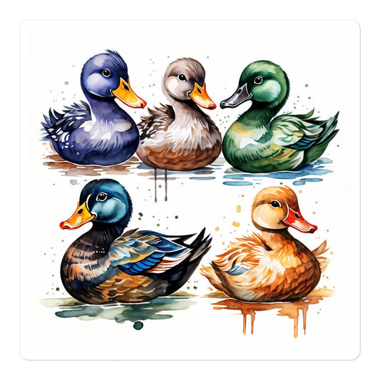 Ducks Watercolor Art Bubble-free stickers - Stickers - Discovery Co.