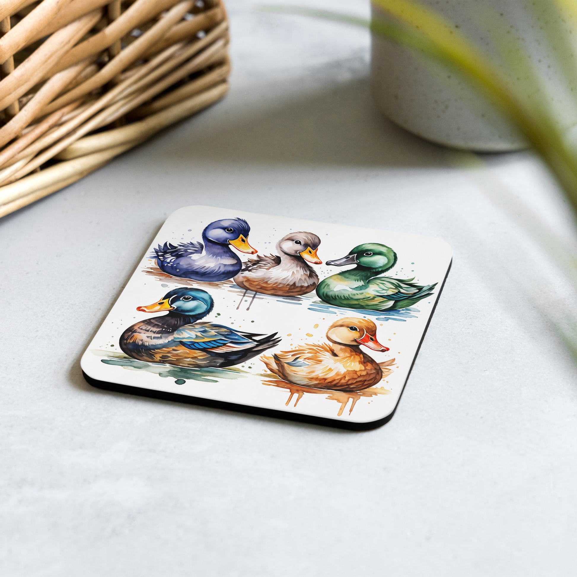 Ducks Watercolor Art Cork-back Coaster - Coasters - Discovery Co.
