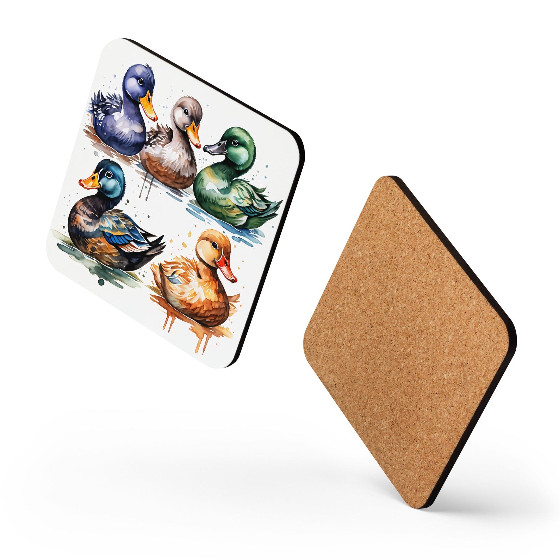 Ducks Watercolor Art Cork-back Coaster - Coasters - Discovery Co.