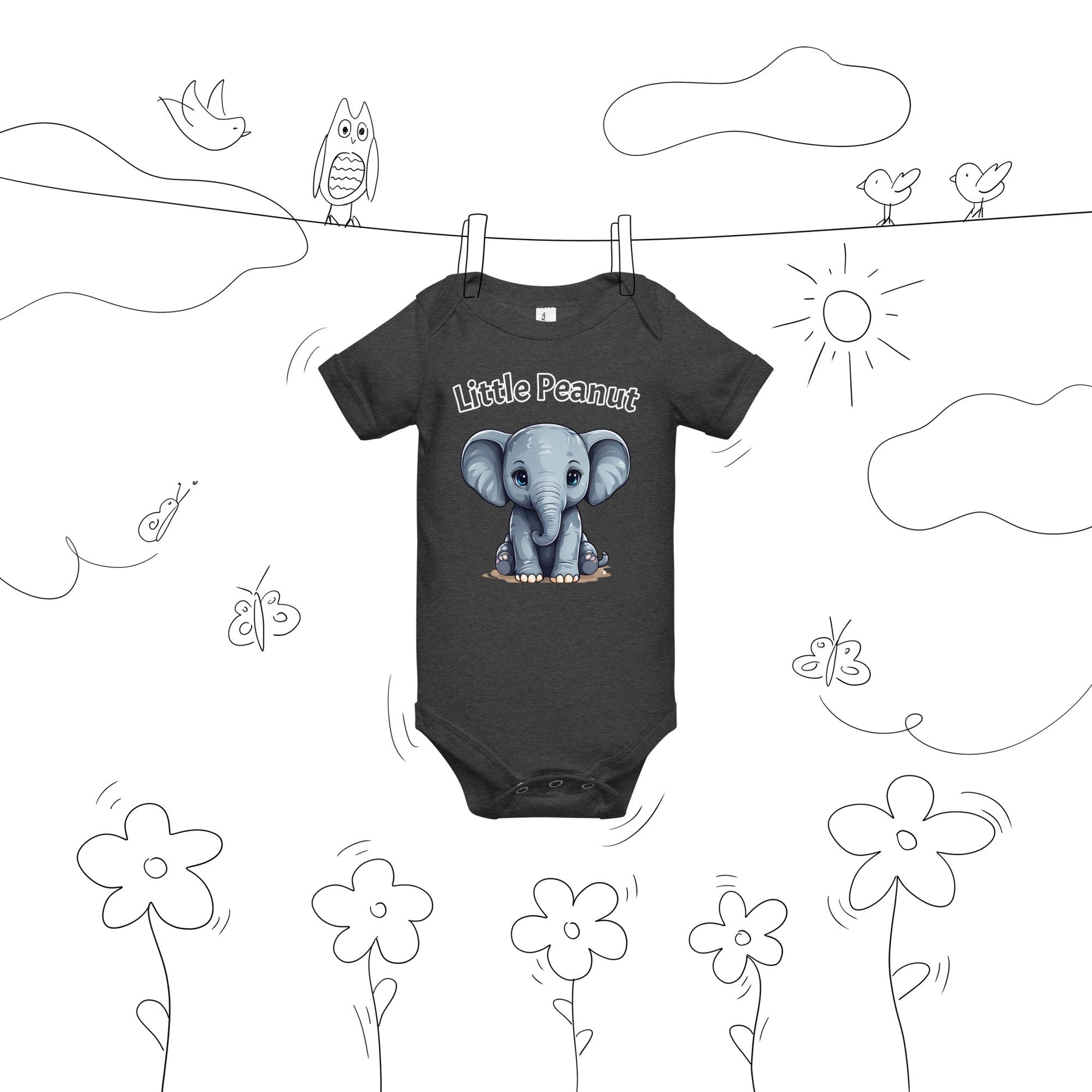 Elephant "Little Peanut" Baby Short Sleeve One Piece - Baby & Toddler Apparel - Discovery Co.