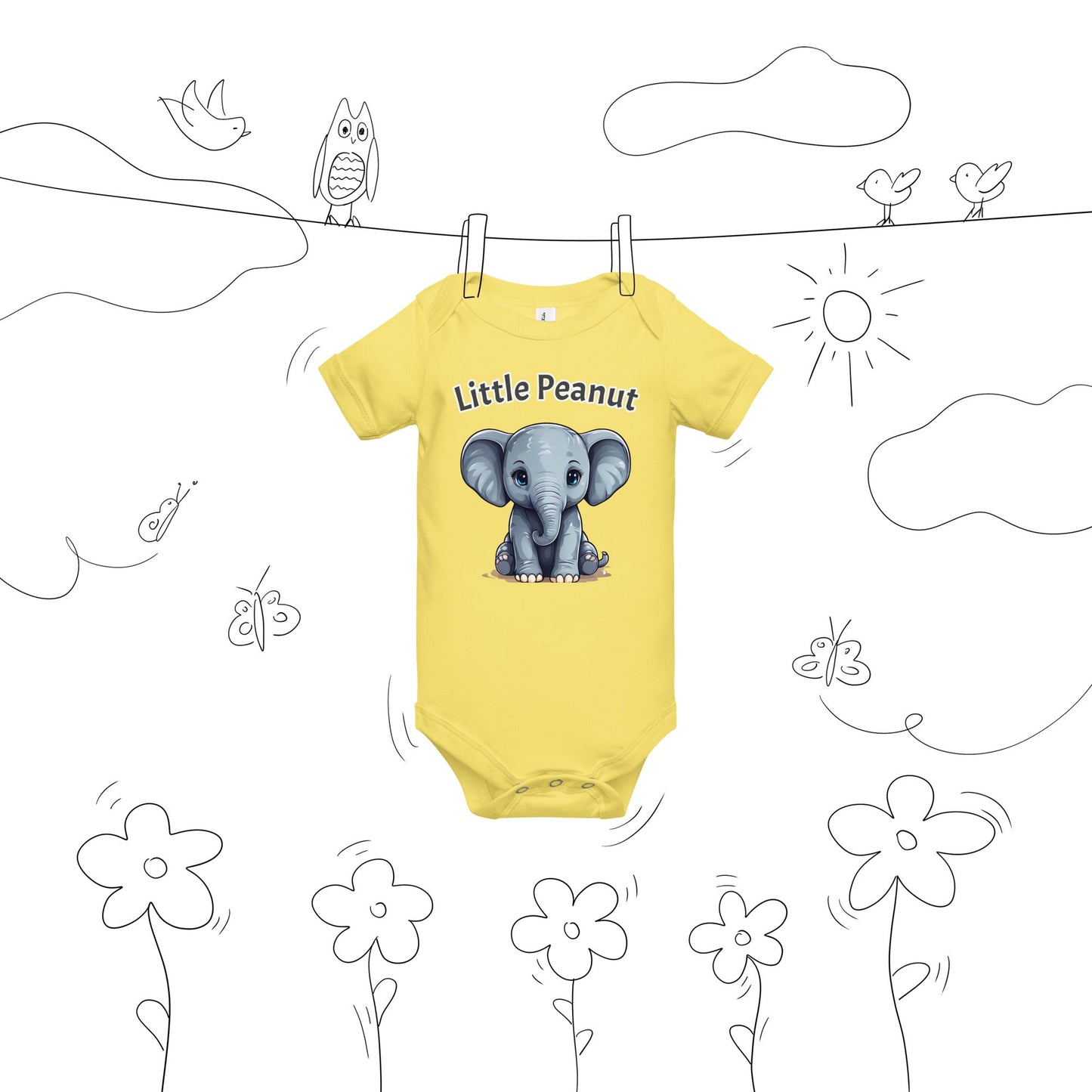 Elephant "Little Peanut" Baby Short Sleeve One Piece - Baby & Toddler Apparel - Discovery Co.