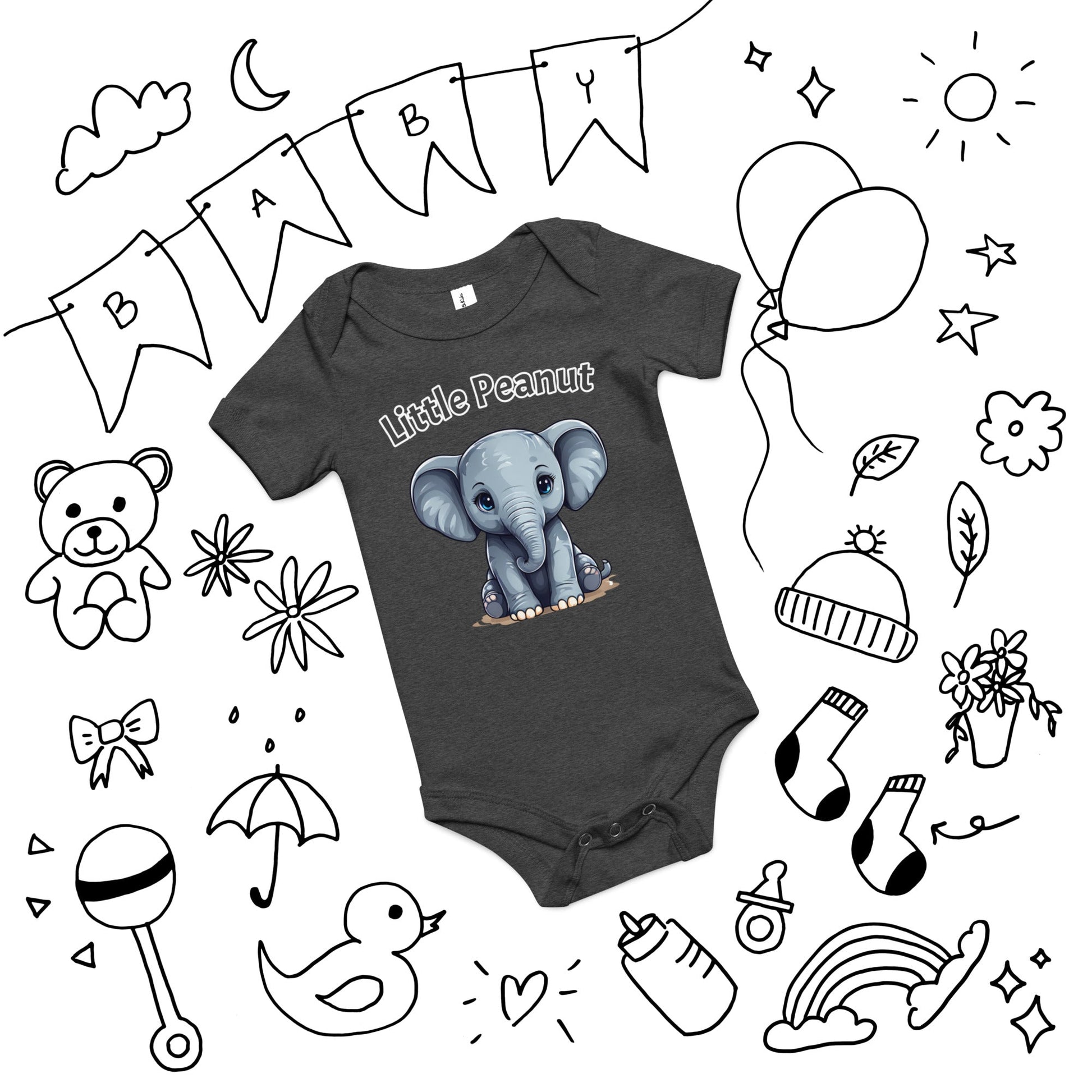 Elephant "Little Peanut" Baby Short Sleeve One Piece - Baby & Toddler Apparel - Discovery Co.