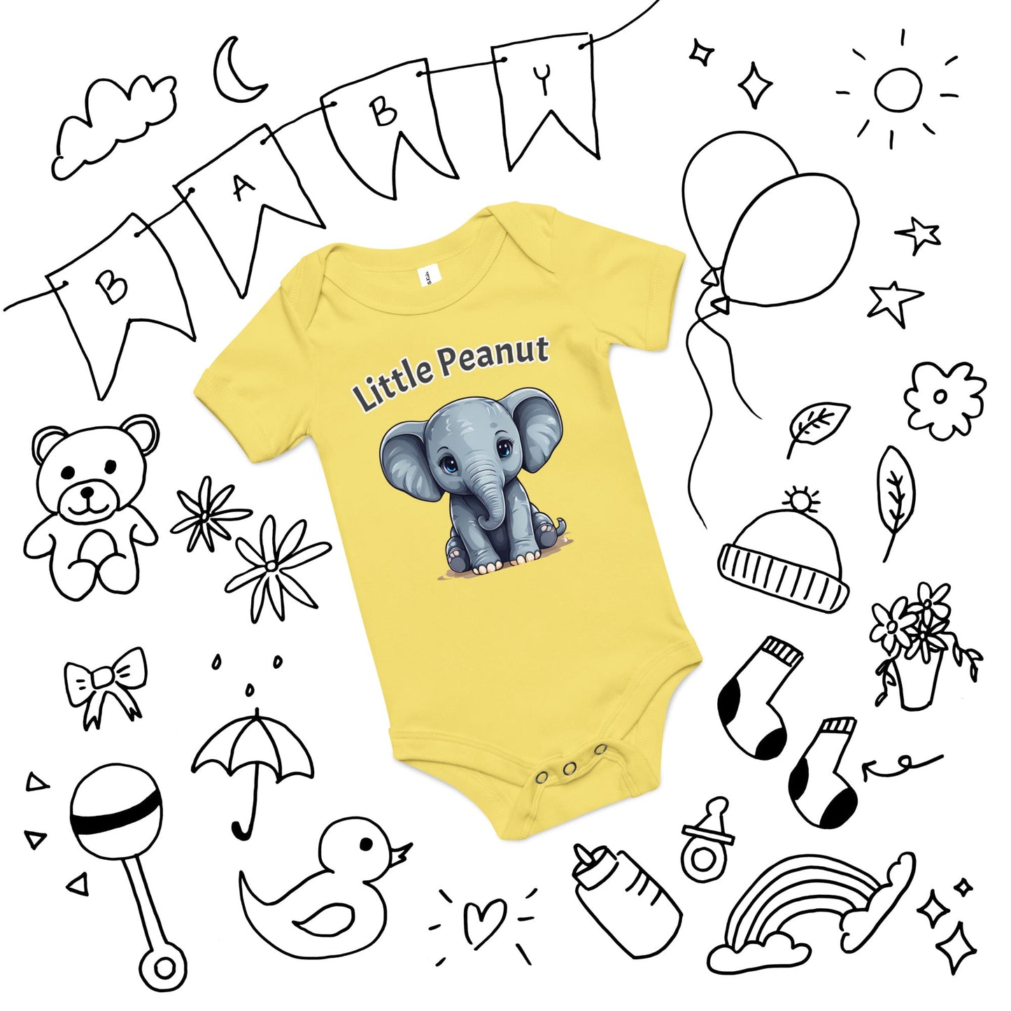 Elephant "Little Peanut" Baby Short Sleeve One Piece - Baby & Toddler Apparel - Discovery Co.