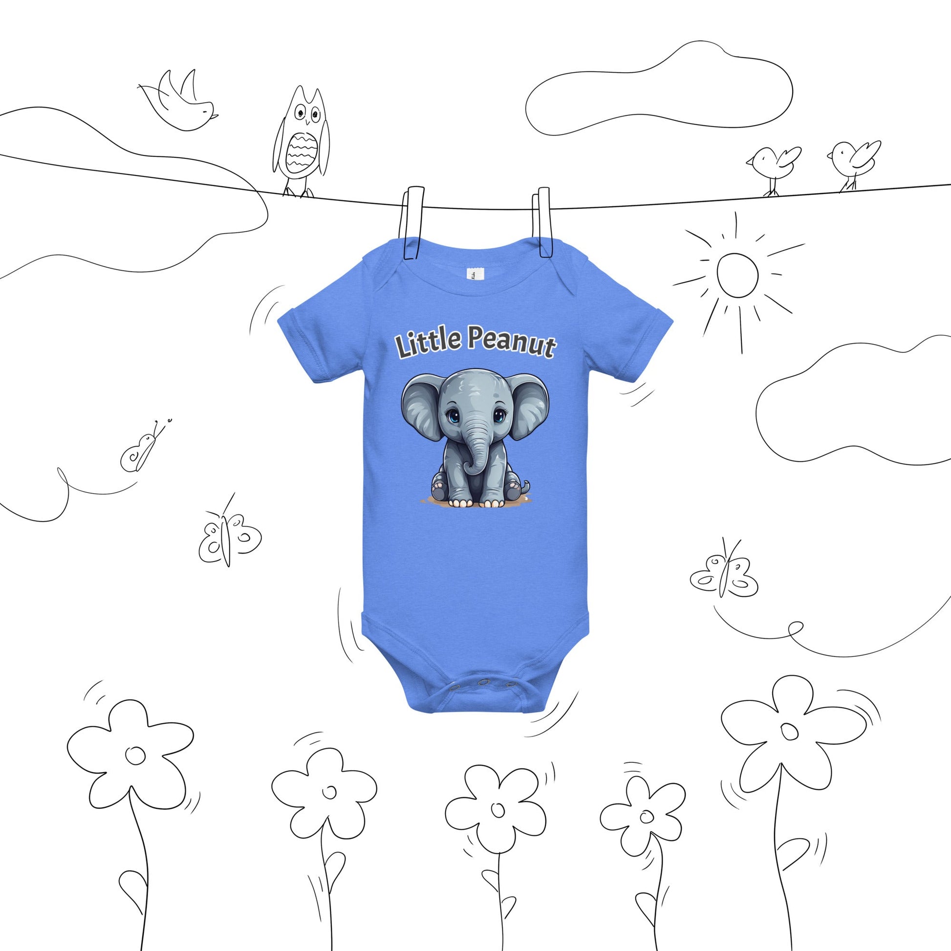 Elephant "Little Peanut" Baby Short Sleeve One Piece - Baby & Toddler Apparel - Discovery Co.