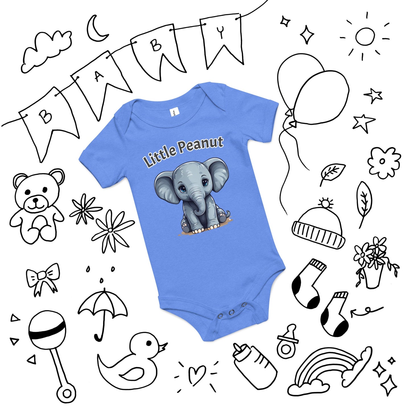 Elephant "Little Peanut" Baby Short Sleeve One Piece - Baby & Toddler Apparel - Discovery Co.