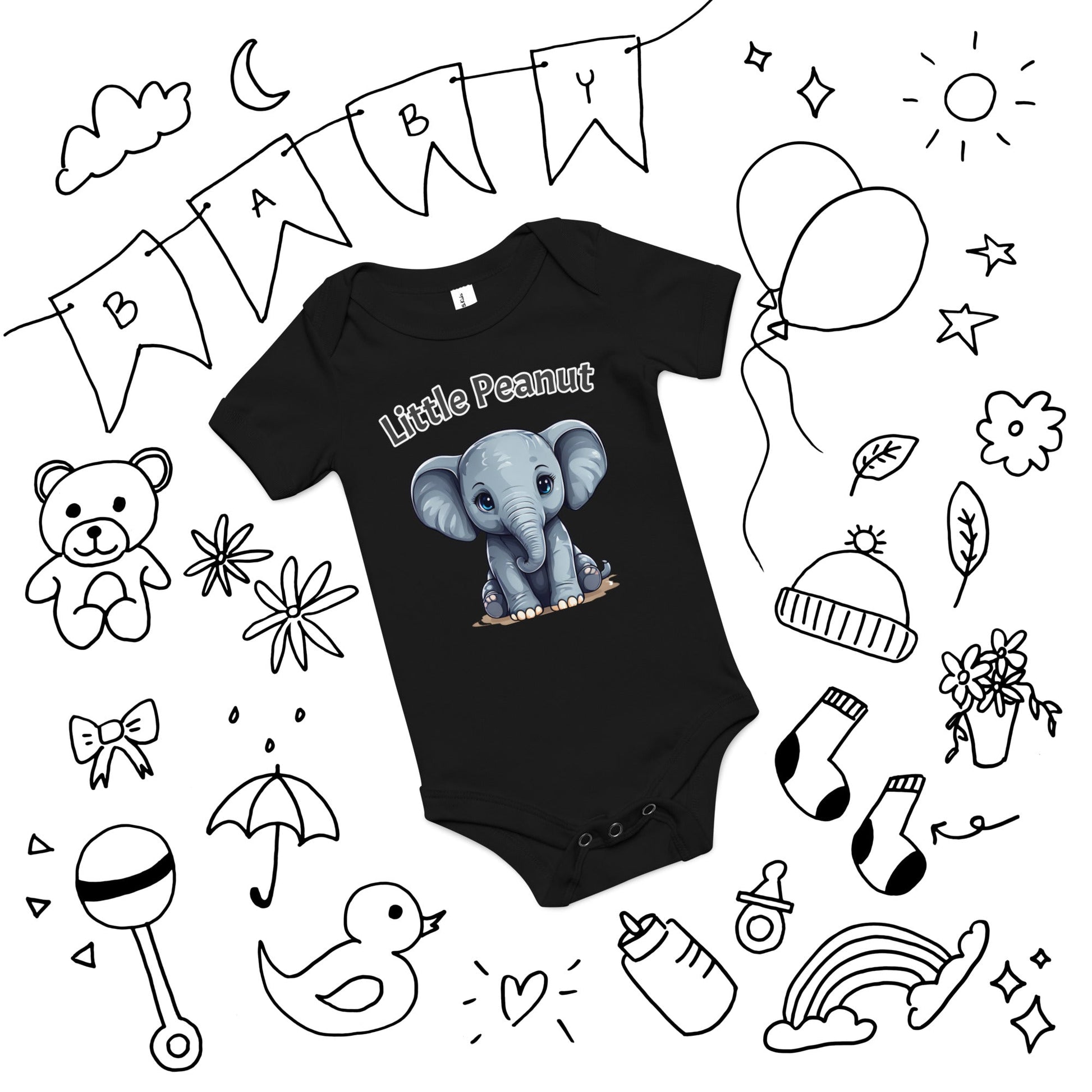 Elephant "Little Peanut" Baby Short Sleeve One Piece - Baby & Toddler Apparel - Discovery Co.