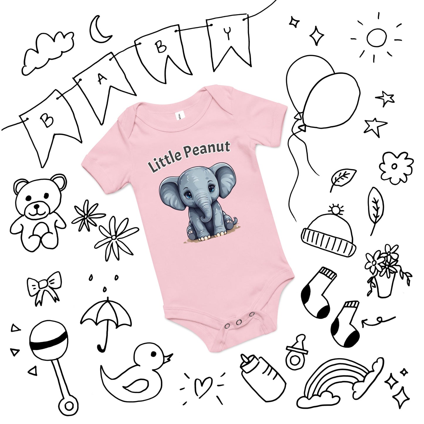 Elephant "Little Peanut" Baby Short Sleeve One Piece - Baby & Toddler Apparel - Discovery Co.