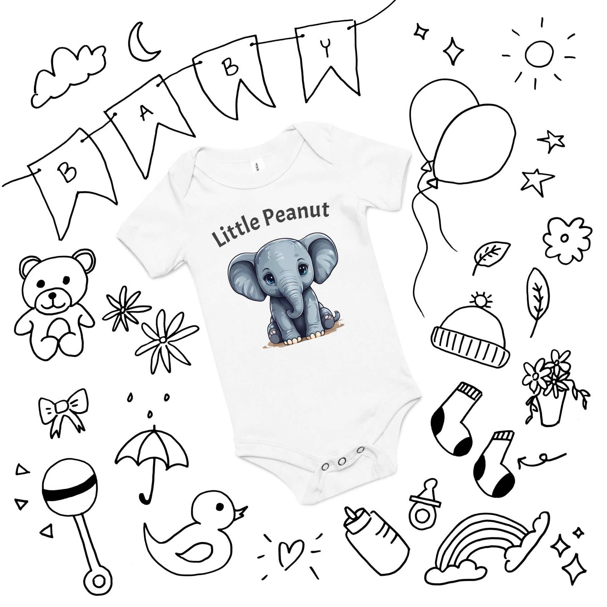 Elephant "Little Peanut" Baby Short Sleeve One Piece - Baby & Toddler Apparel - Discovery Co.