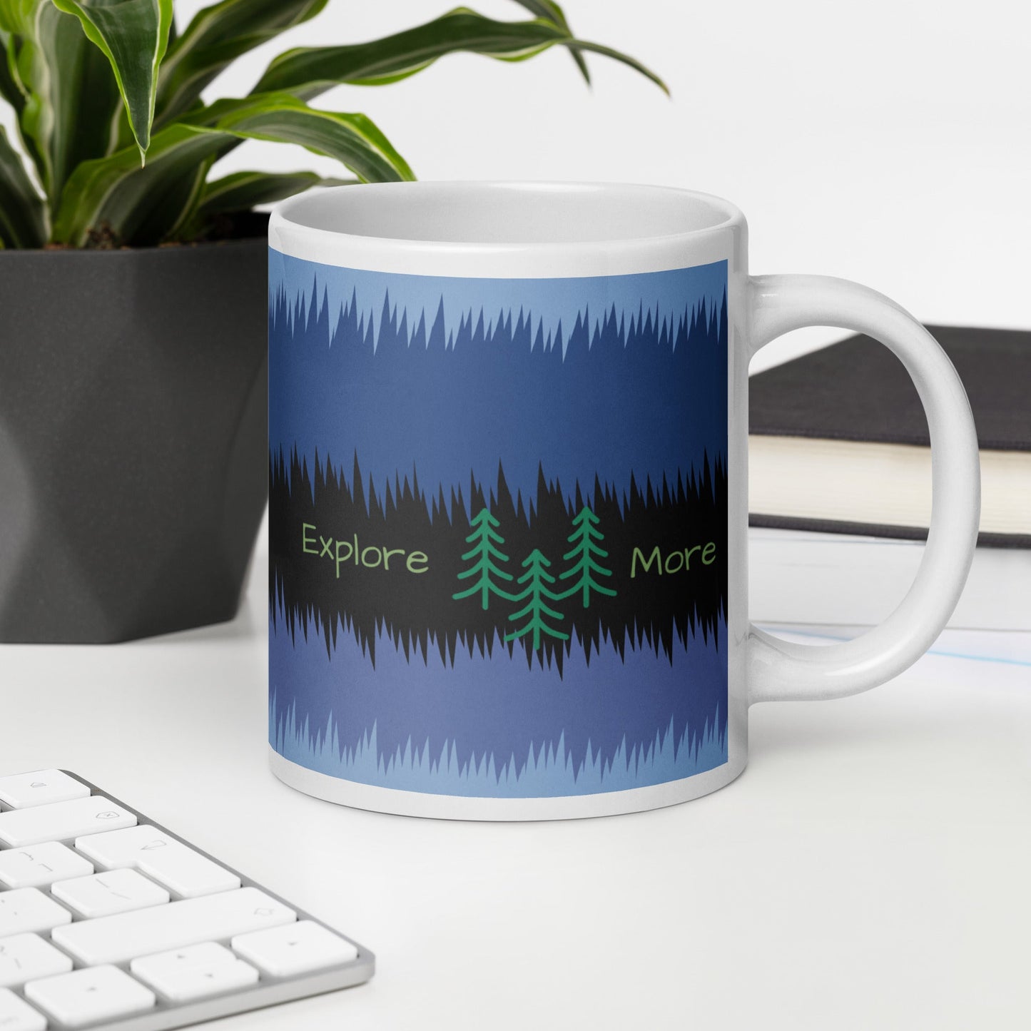 Explore More With Trees White Glossy Mug (11 oz, 15 oz, 20 oz) - Mugs - Discovery Co.