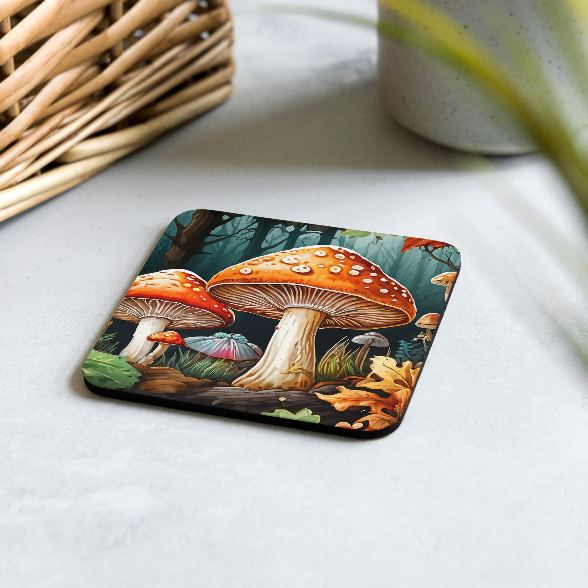 Fall Mushrooms Cork-back Coaster - Coasters - Discovery Co.