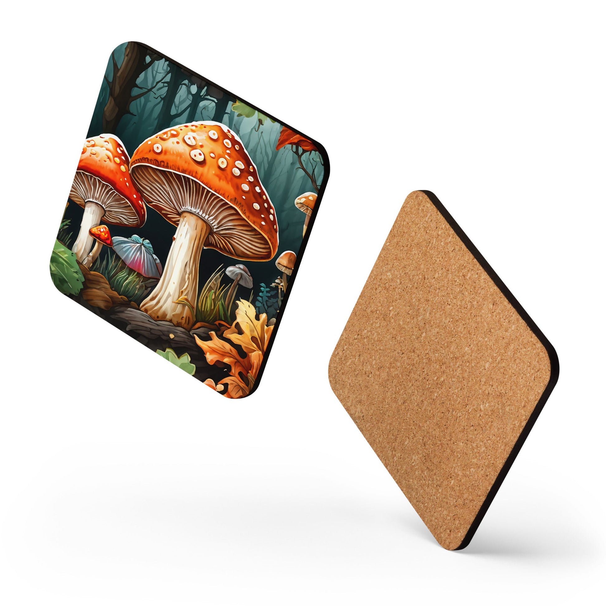 Fall Mushrooms Cork-back Coaster - Coasters - Discovery Co.