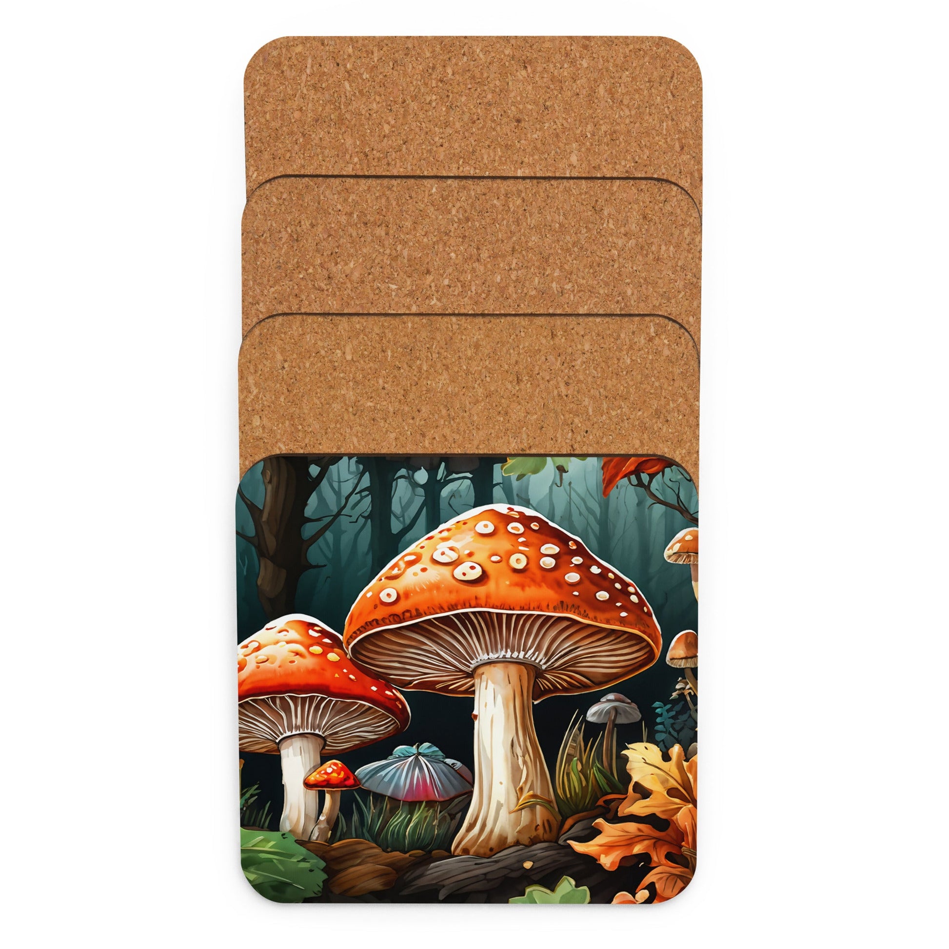 Fall Mushrooms Cork - back Coaster - Coasters - Discovery Co.