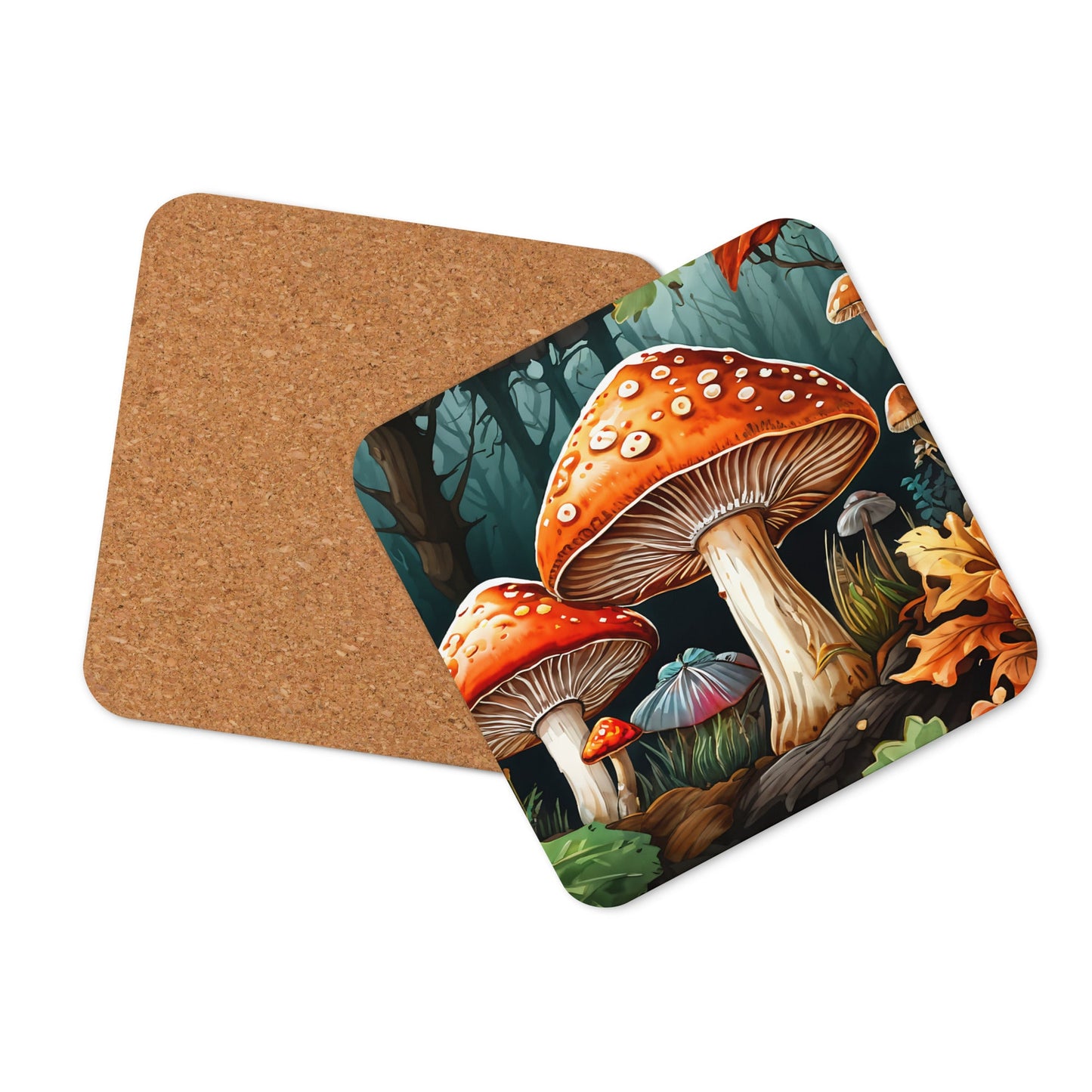 Fall Mushrooms Cork-back Coaster - Coasters - Discovery Co.