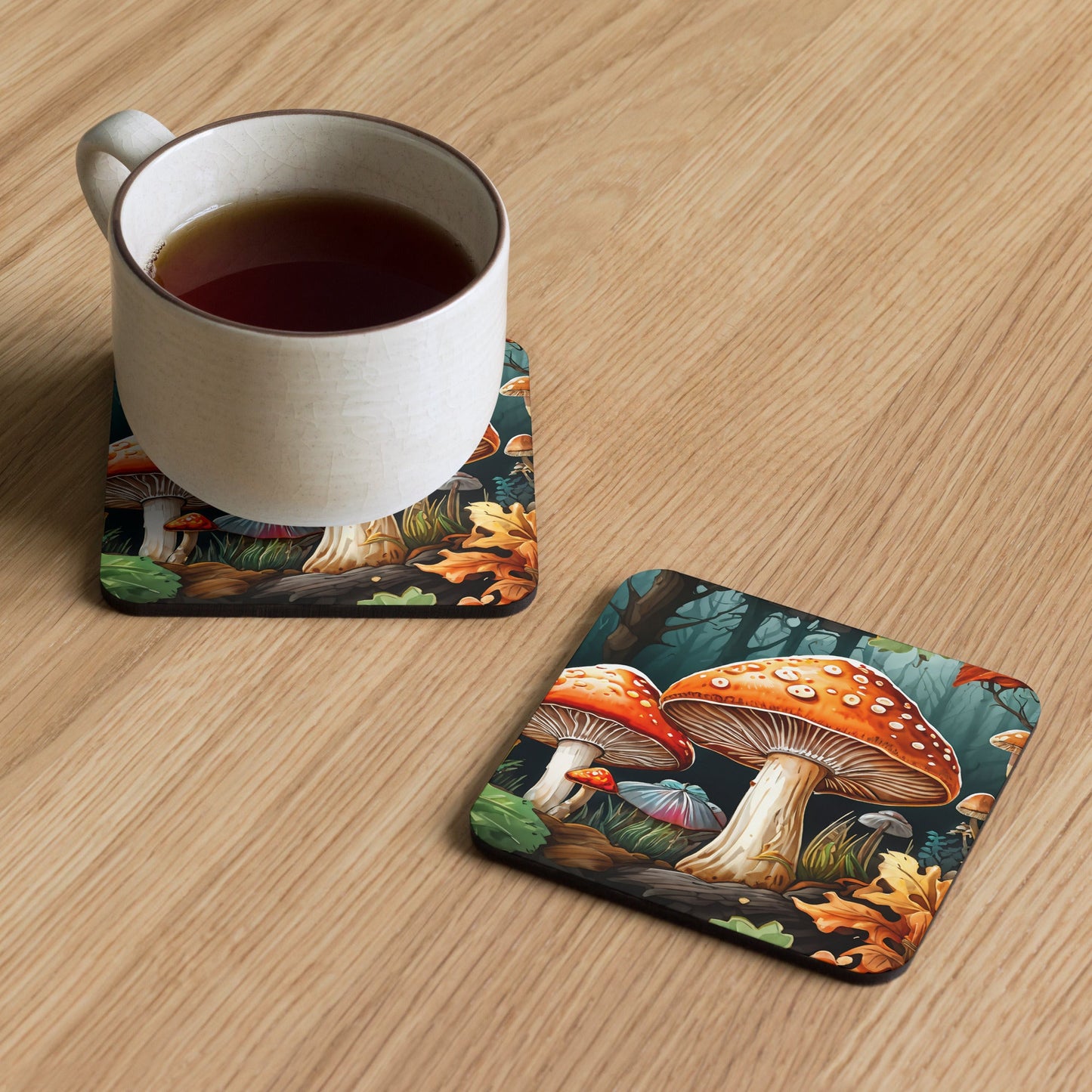 Fall Mushrooms Cork-back Coaster - Coasters - Discovery Co.