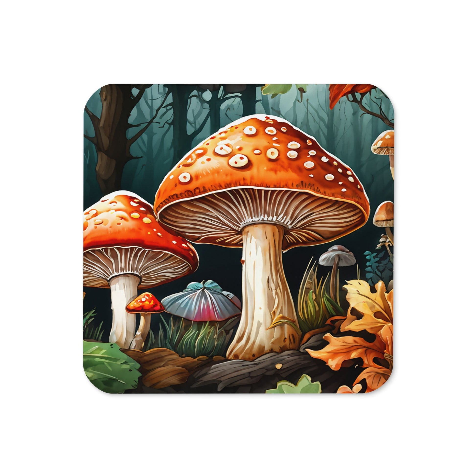 Fall Mushrooms Cork-back Coaster - Coasters - Discovery Co.