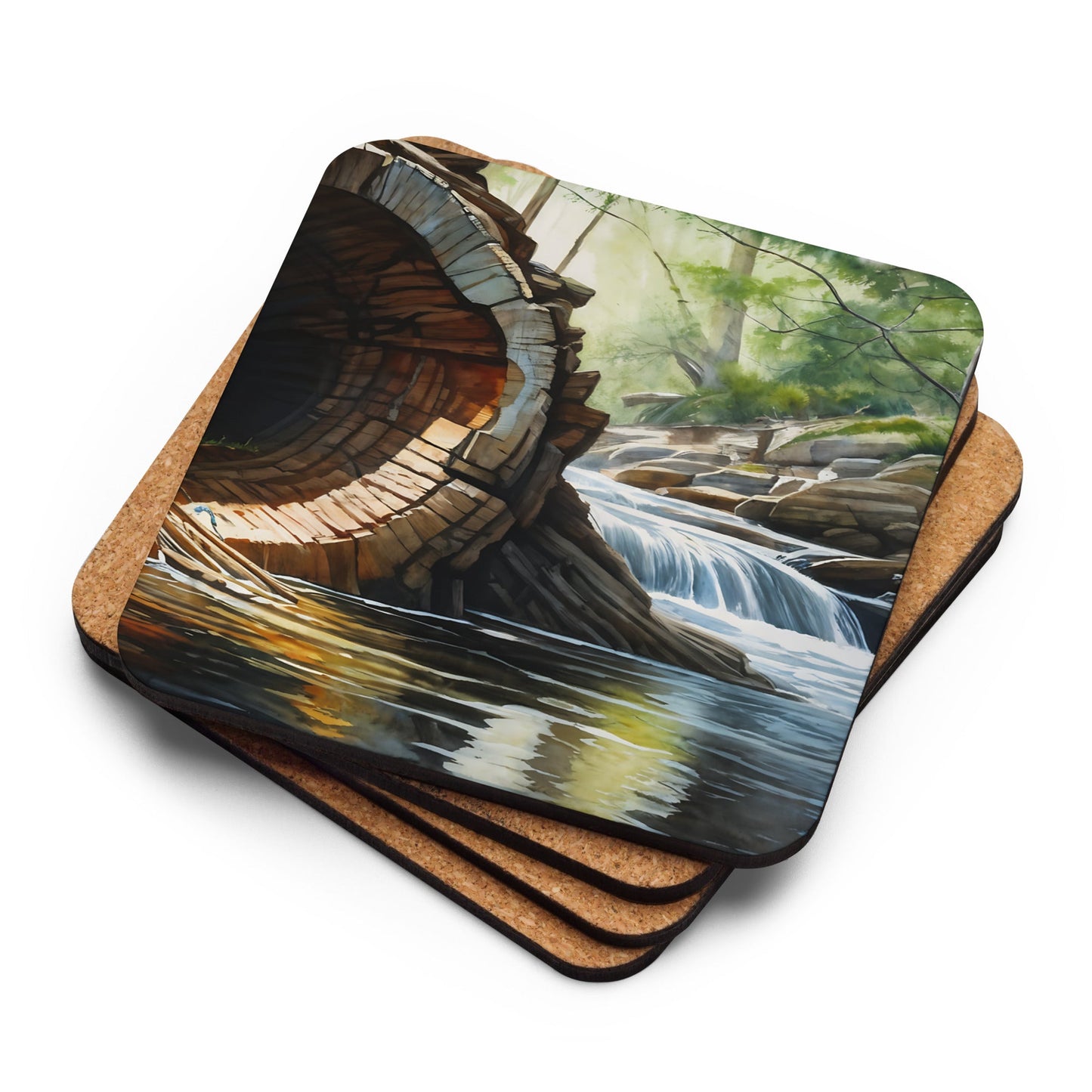 Fallen Tree Cork - back Coaster - Coasters - Discovery Co.