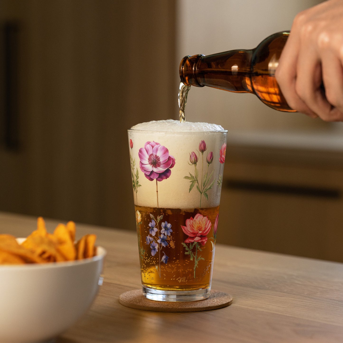 Flower Garden Pint Glass (16 oz) - Beer Glass - Discovery Co.