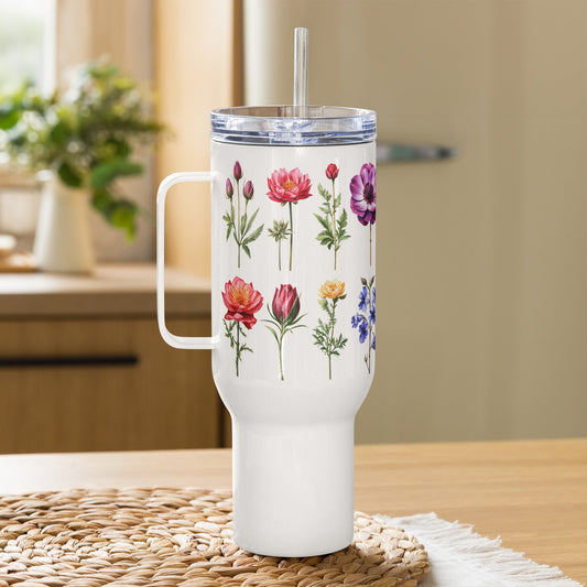 Flower Garden Stainless Steel Travel Mug (25 oz and 40 oz) - Travel Mug - Discovery Co.