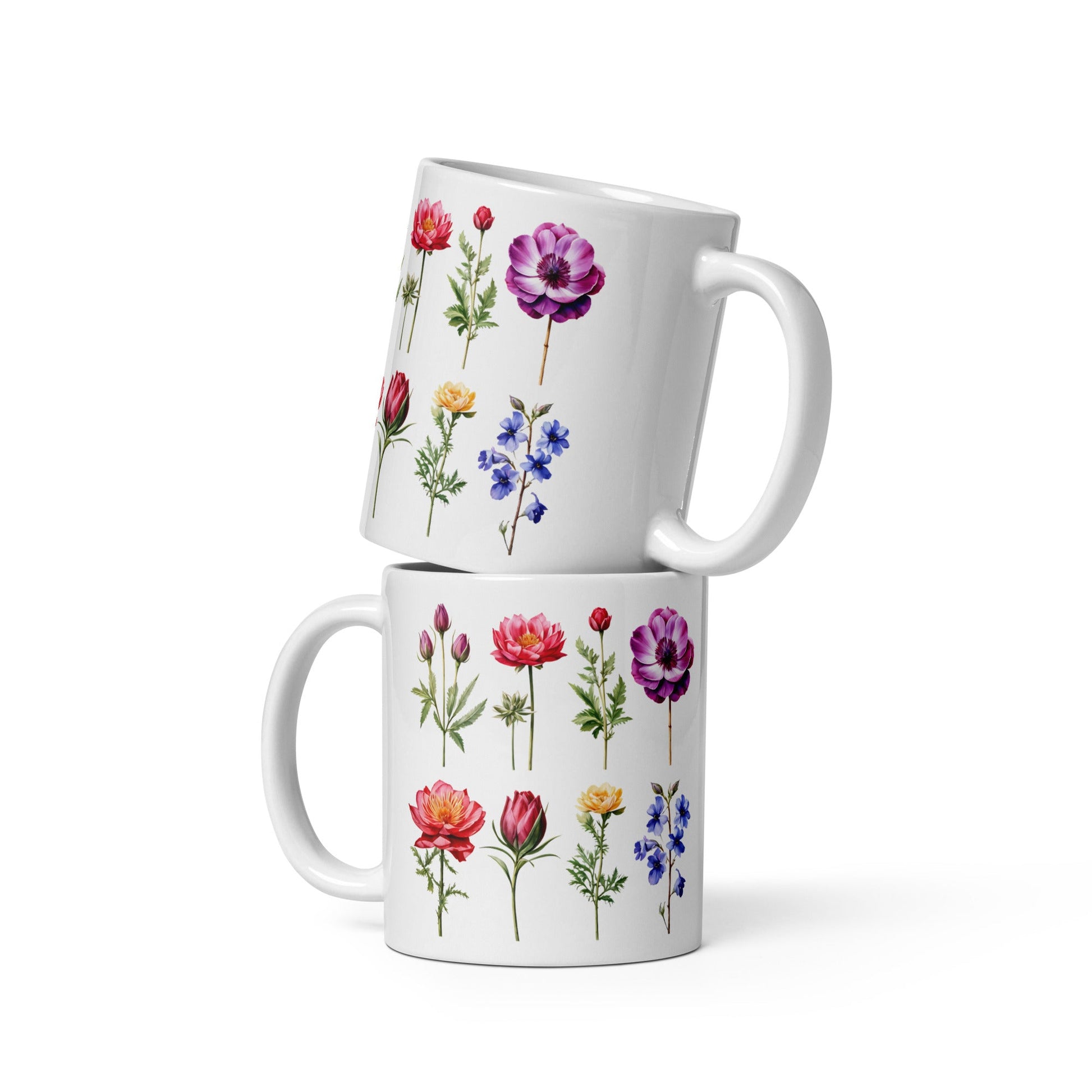 Flower Garden White Glossy Mug (11 oz, 15 oz, and 20 oz) - Mugs - Discovery Co.