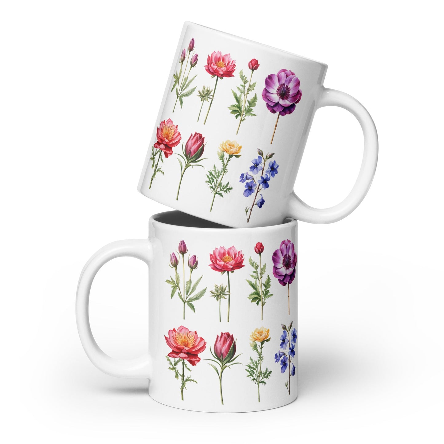 Flower Garden White Glossy Mug (11 oz, 15 oz, and 20 oz) - Mugs - Discovery Co.