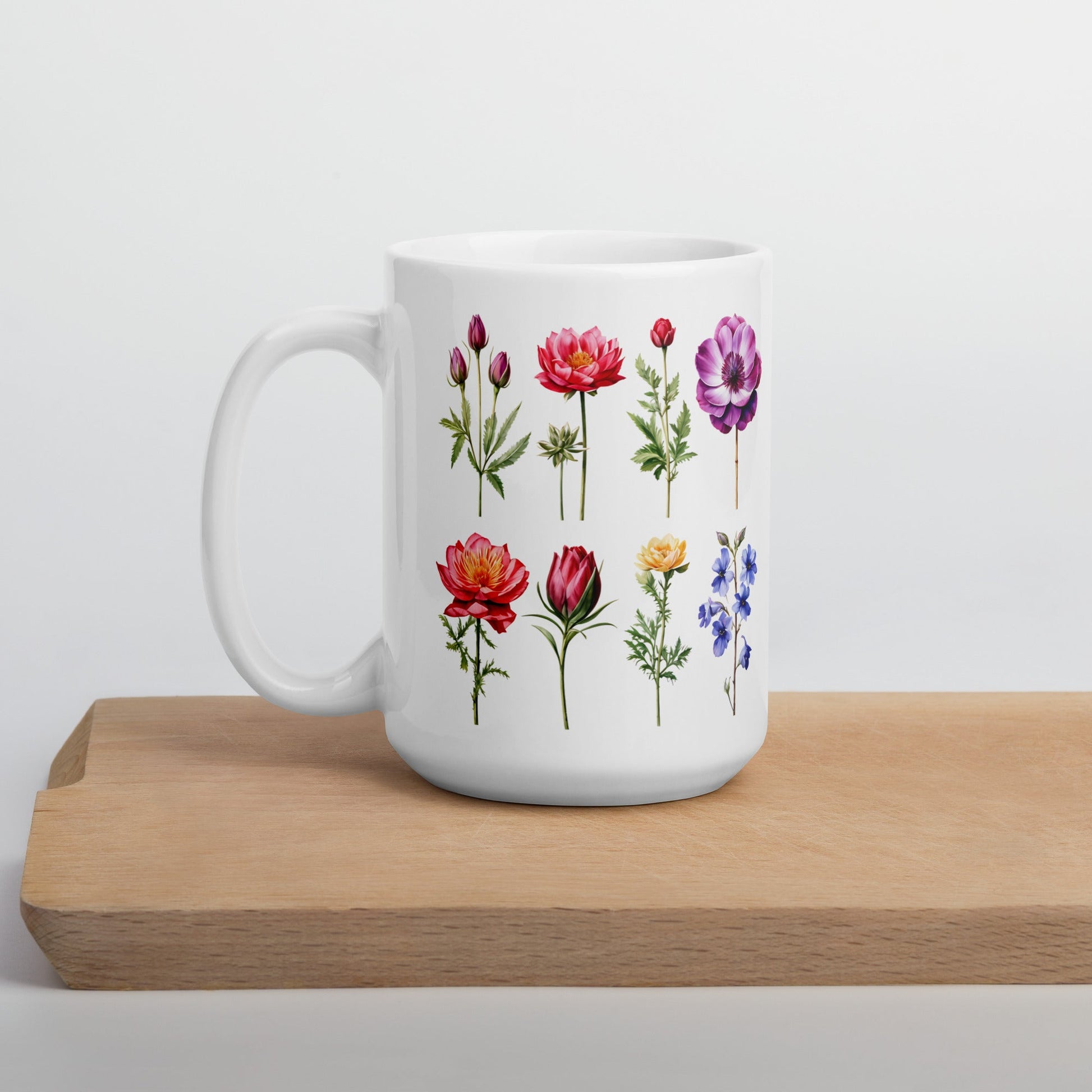 Flower Garden White Glossy Mug (11 oz, 15 oz, and 20 oz) - Mugs - Discovery Co.