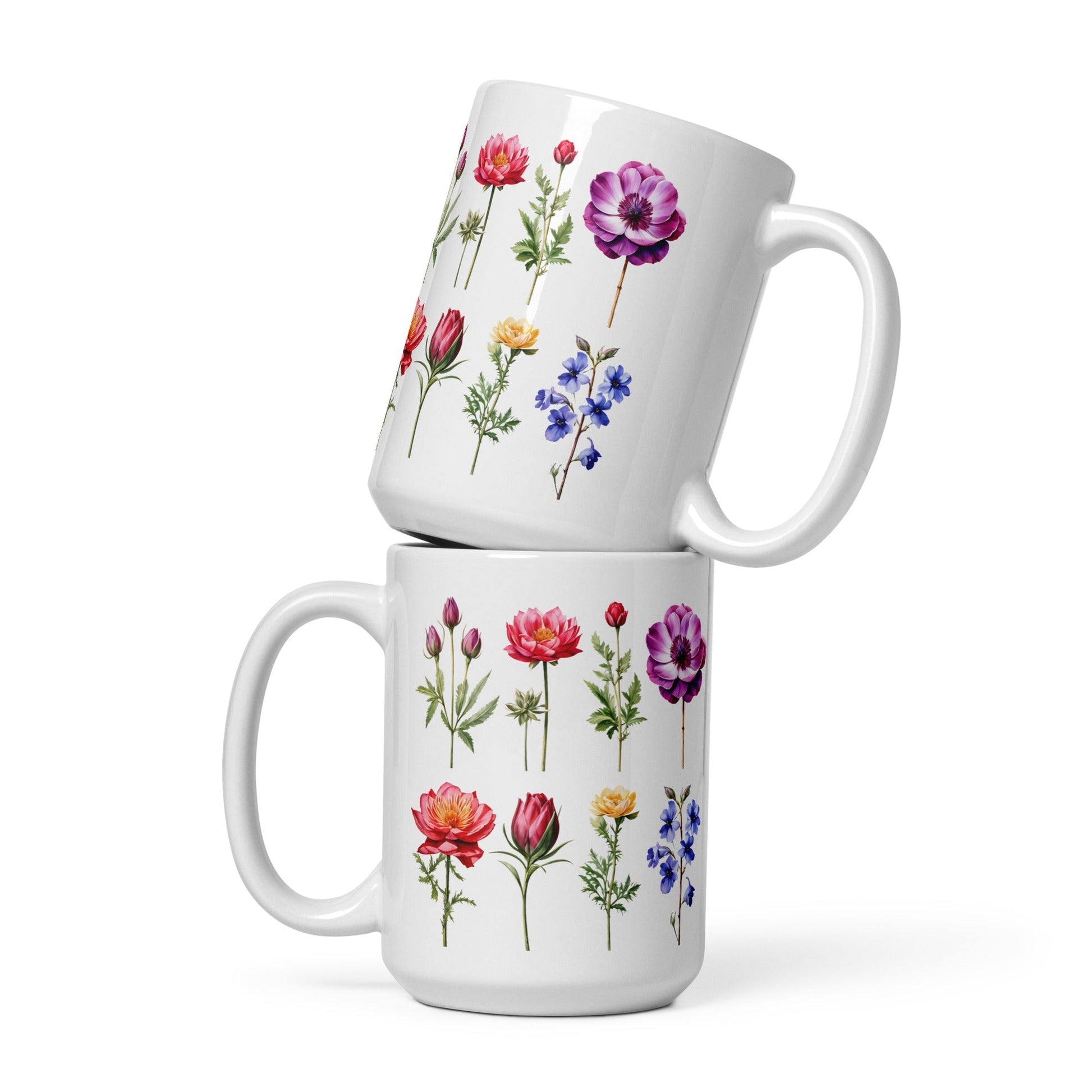 Flower Garden White Glossy Mug (11 oz, 15 oz, and 20 oz) - Mugs - Discovery Co.