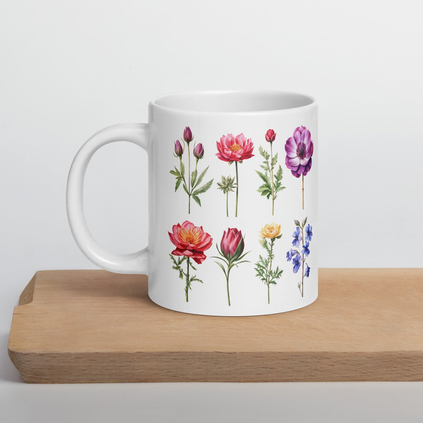 Flower Garden White Glossy Mug (11 oz, 15 oz, and 20 oz) - Mugs - Discovery Co.