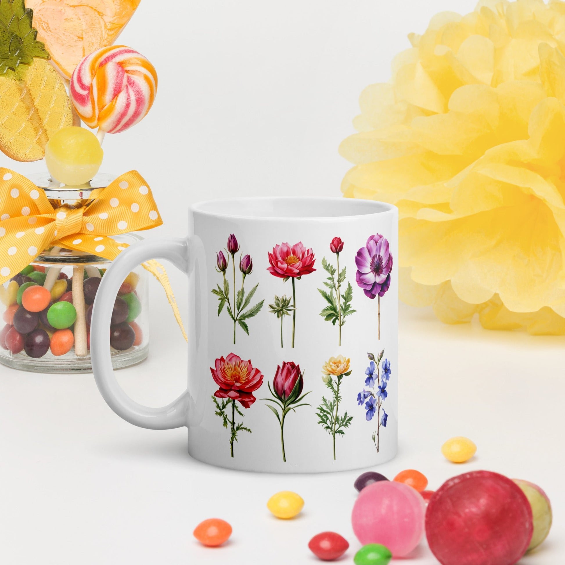 Flower Garden White Glossy Mug (11 oz, 15 oz, and 20 oz) - Mugs - Discovery Co.