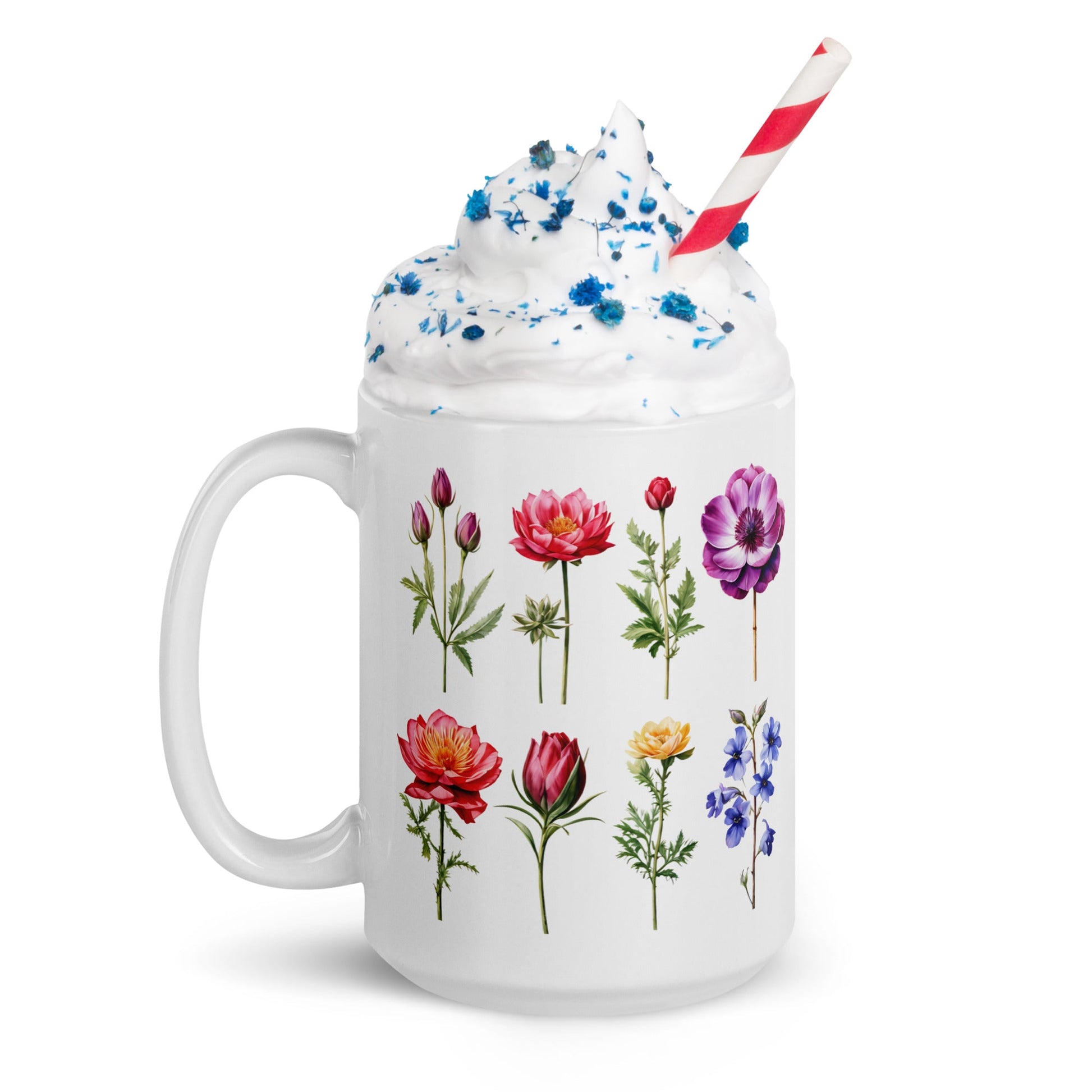 Flower Garden White Glossy Mug (11 oz, 15 oz, and 20 oz) - Mugs - Discovery Co.