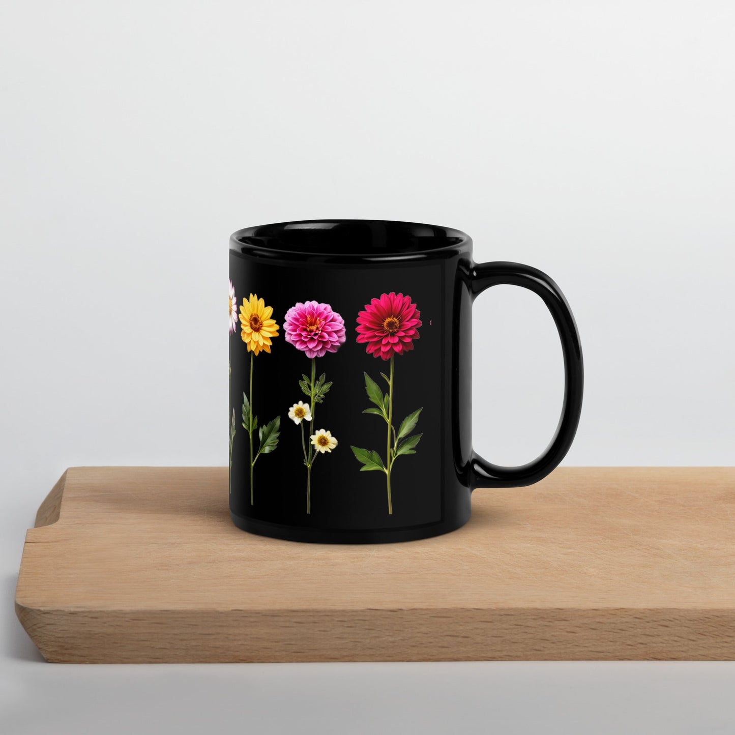 Flowers Black Glossy Mug (11 oz, 15 oz) - Mugs - Discovery Co.