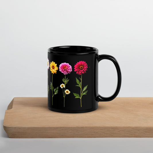 Flowers Black Glossy Mug (11 oz, 15 oz) - Mugs - Discovery Co.