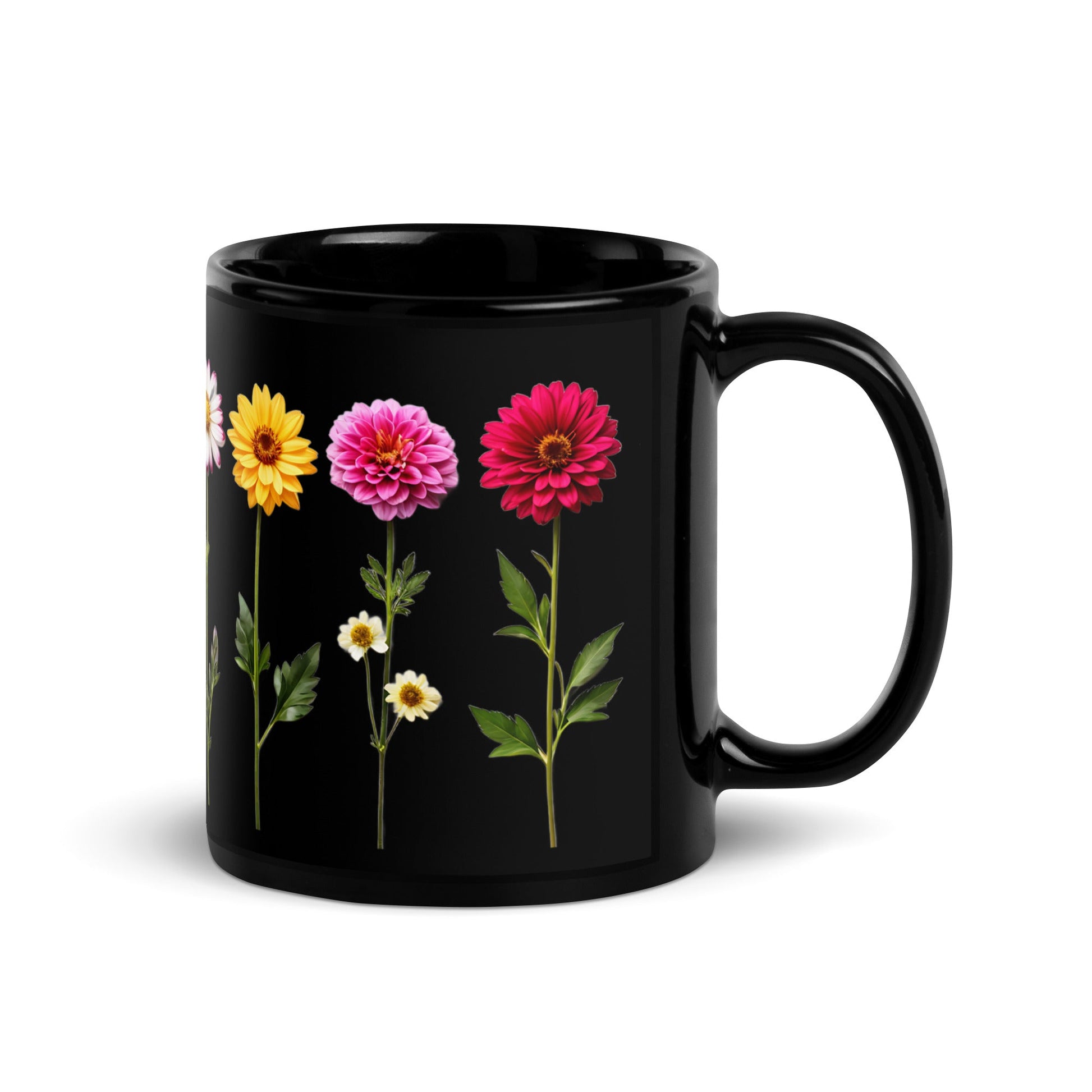 Flowers Black Glossy Mug (11 oz) - Mugs - Discovery Co.