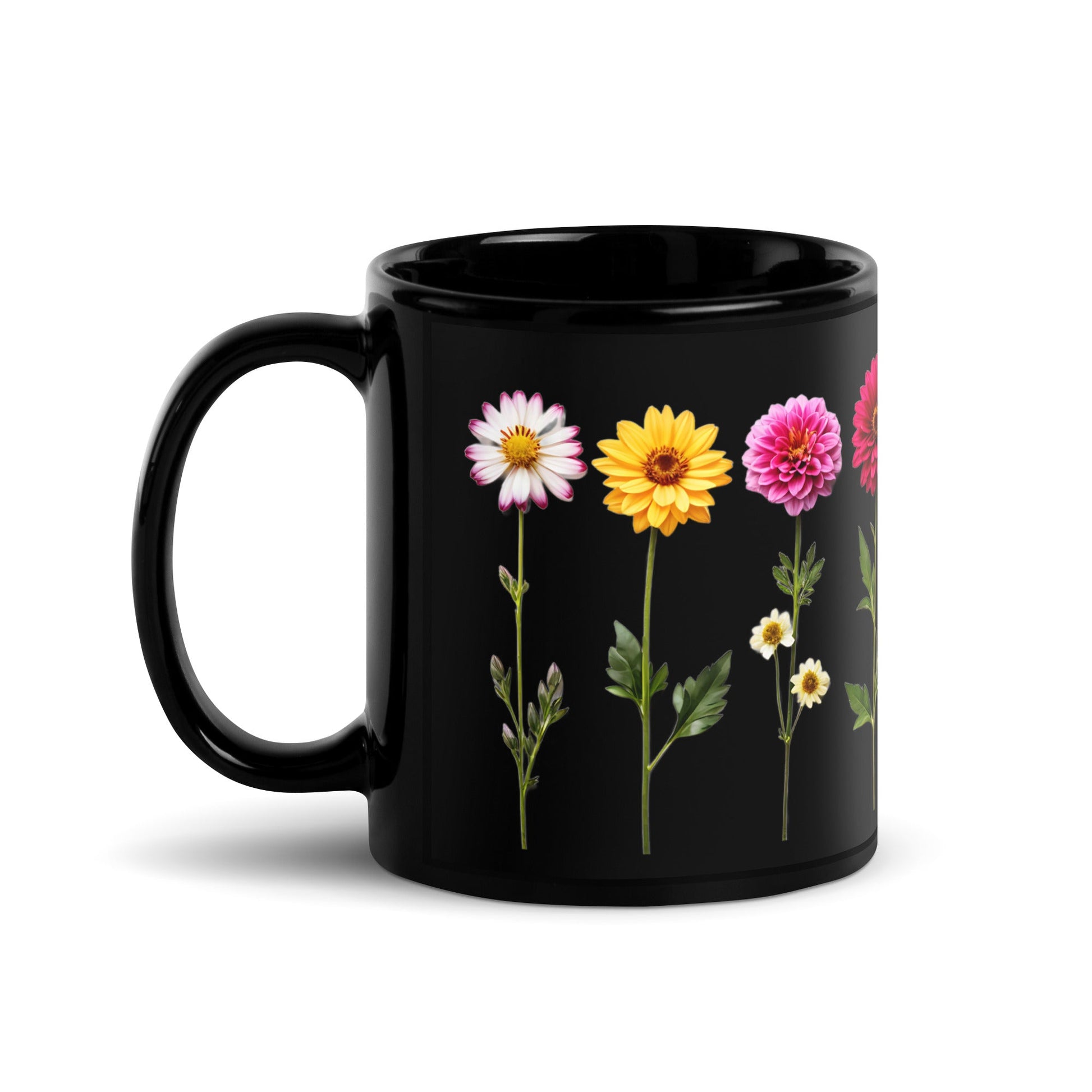 Flowers Black Glossy Mug (11 oz) - Mugs - Discovery Co.