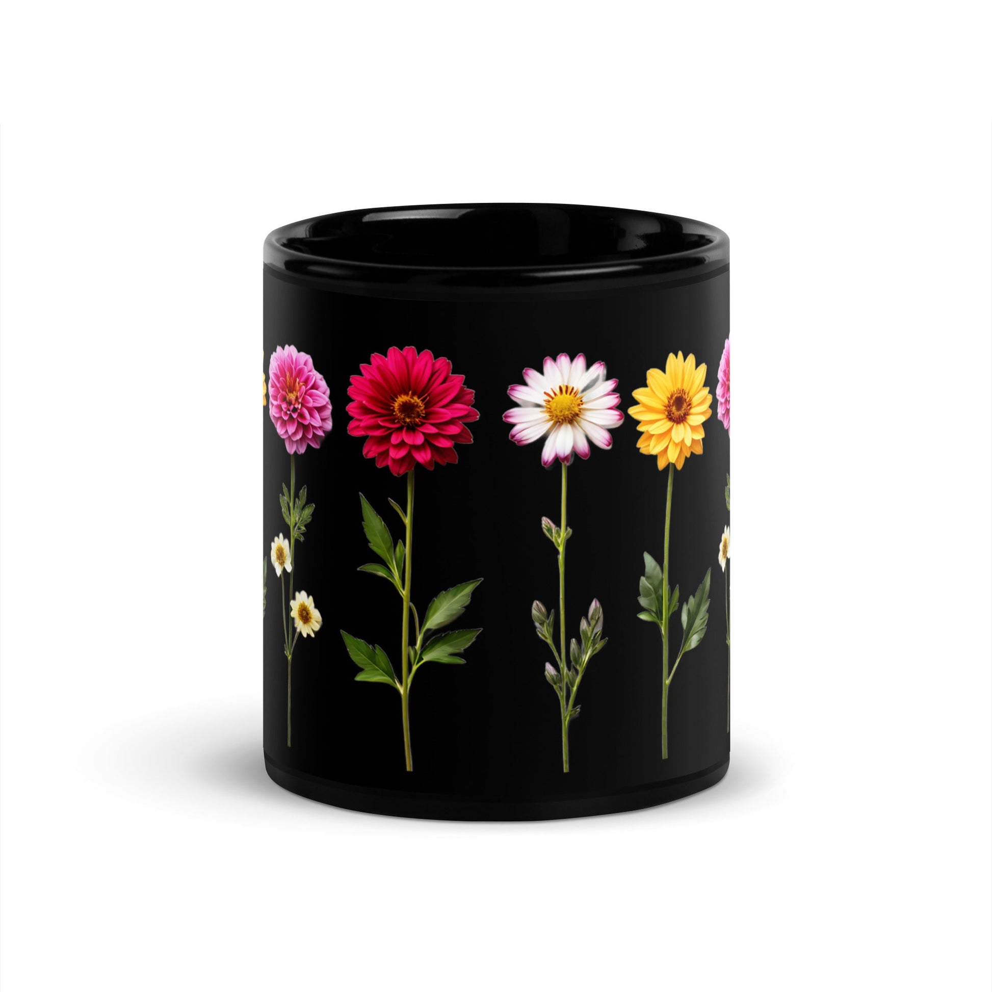 Flowers Black Glossy Mug (11 oz) - Mugs - Discovery Co.