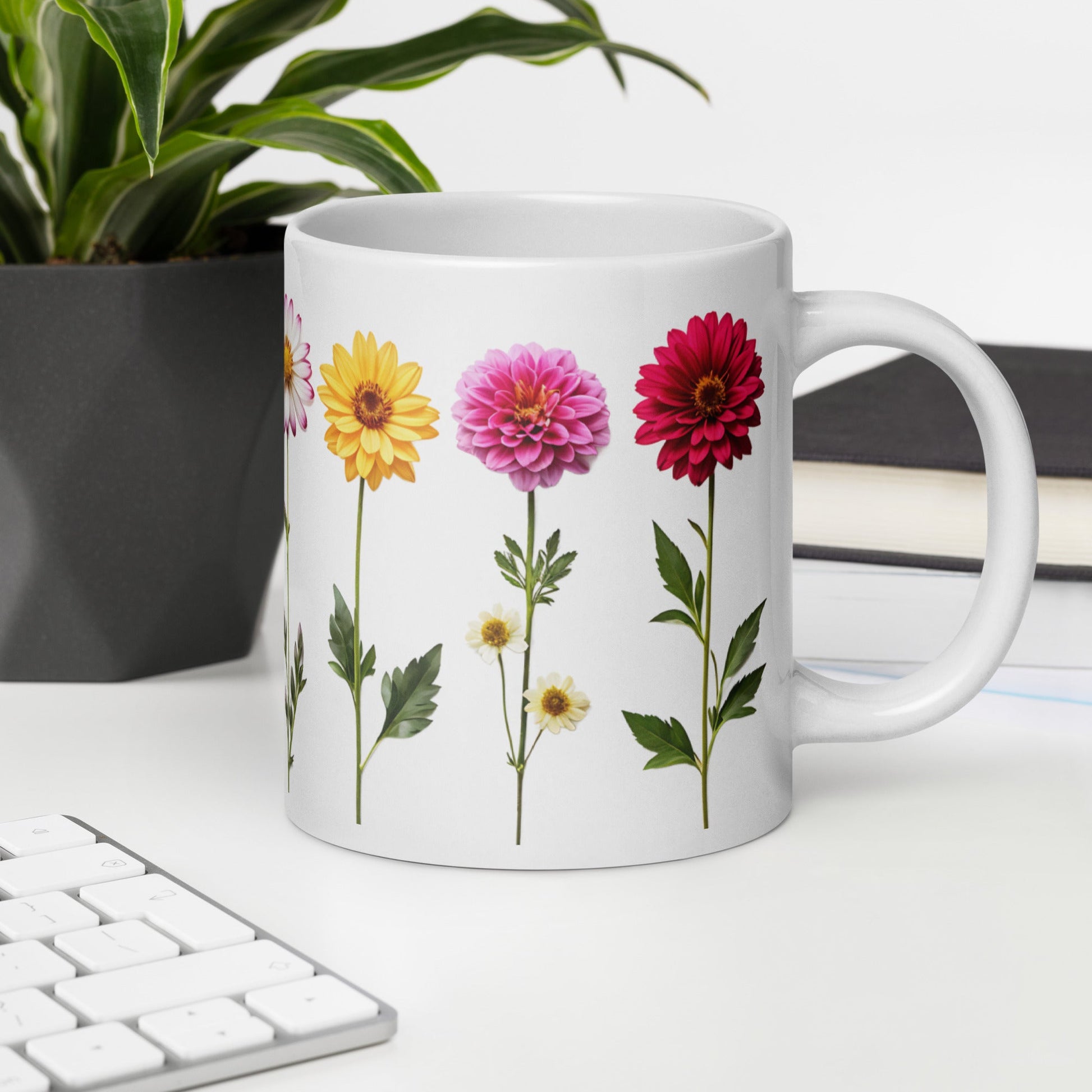 Flowers White Glossy Mug (11 oz, 15 oz, 20 oz) - Mugs - Discovery Co.