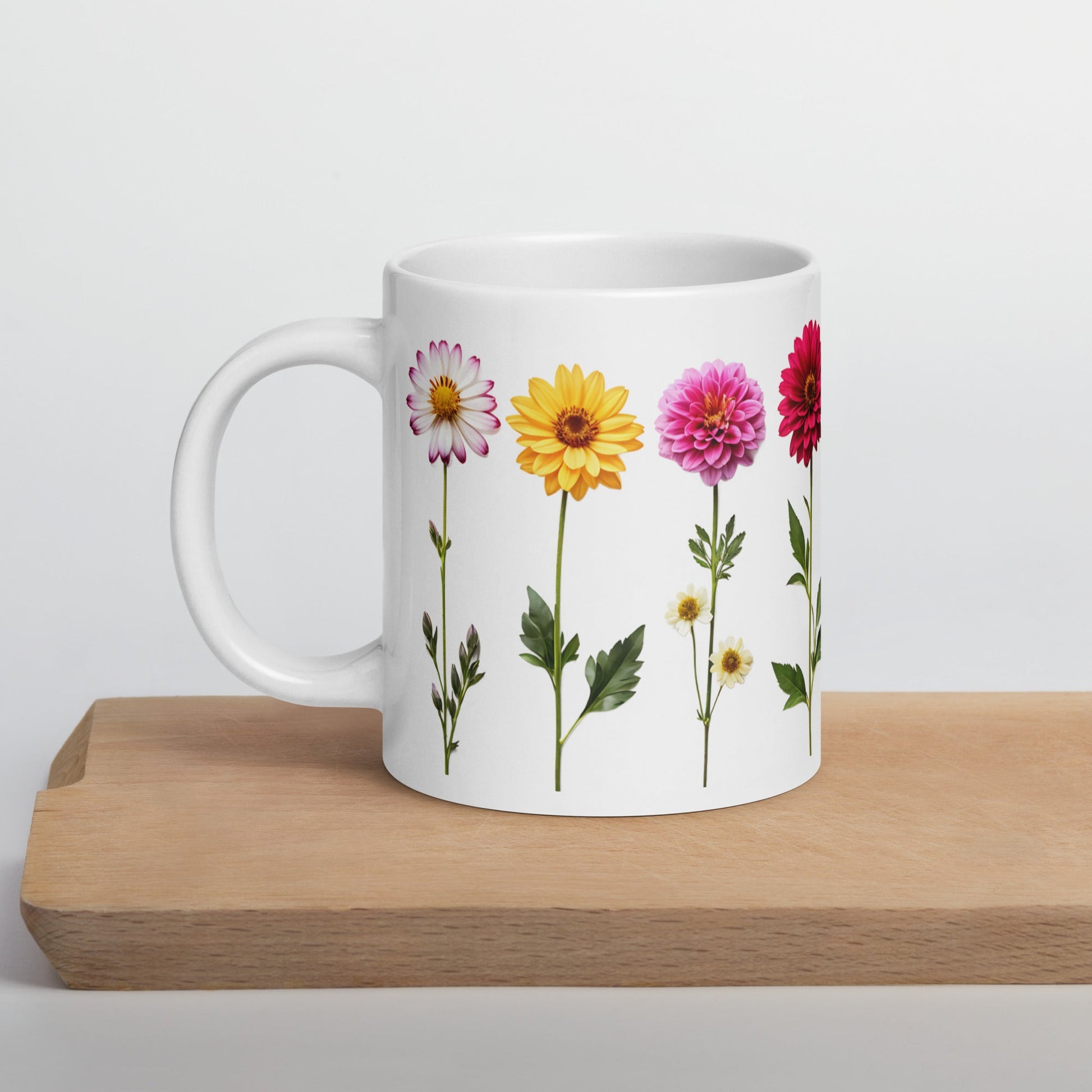 Flowers White Glossy Mug (11 oz, 15 oz, 20 oz) - Mugs - Discovery Co.