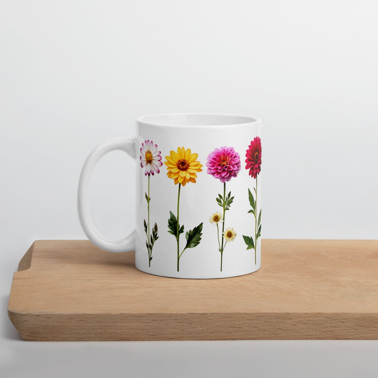 Flowers White Glossy Mug (11 oz, 15 oz, 20 oz) - Mugs - Discovery Co.