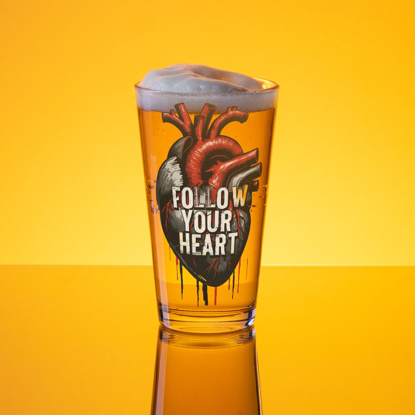 Follow Your Heart Pint Glass - Beer Glass - Discovery Co.