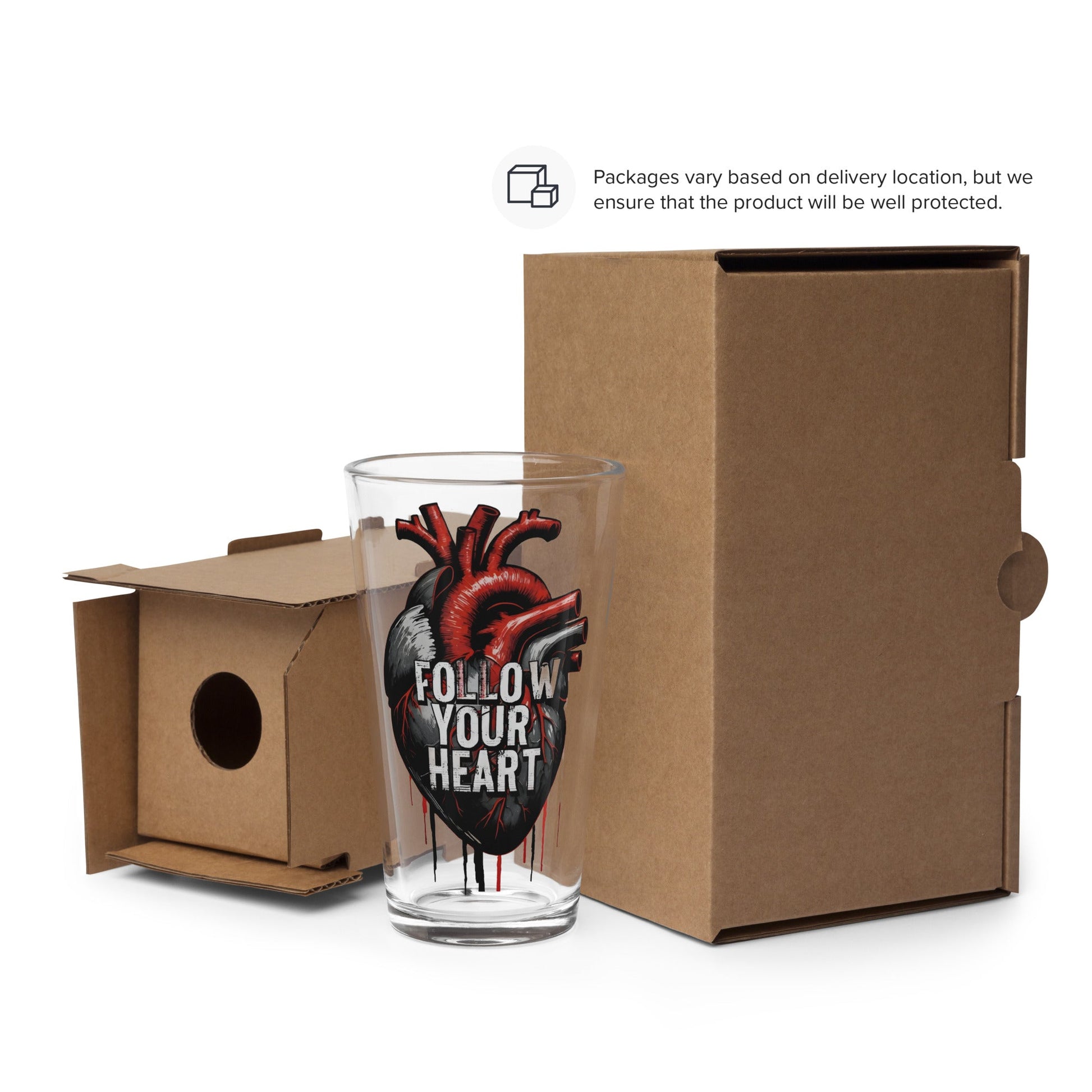 Follow Your Heart Pint Glass - Beer Glass - Discovery Co.