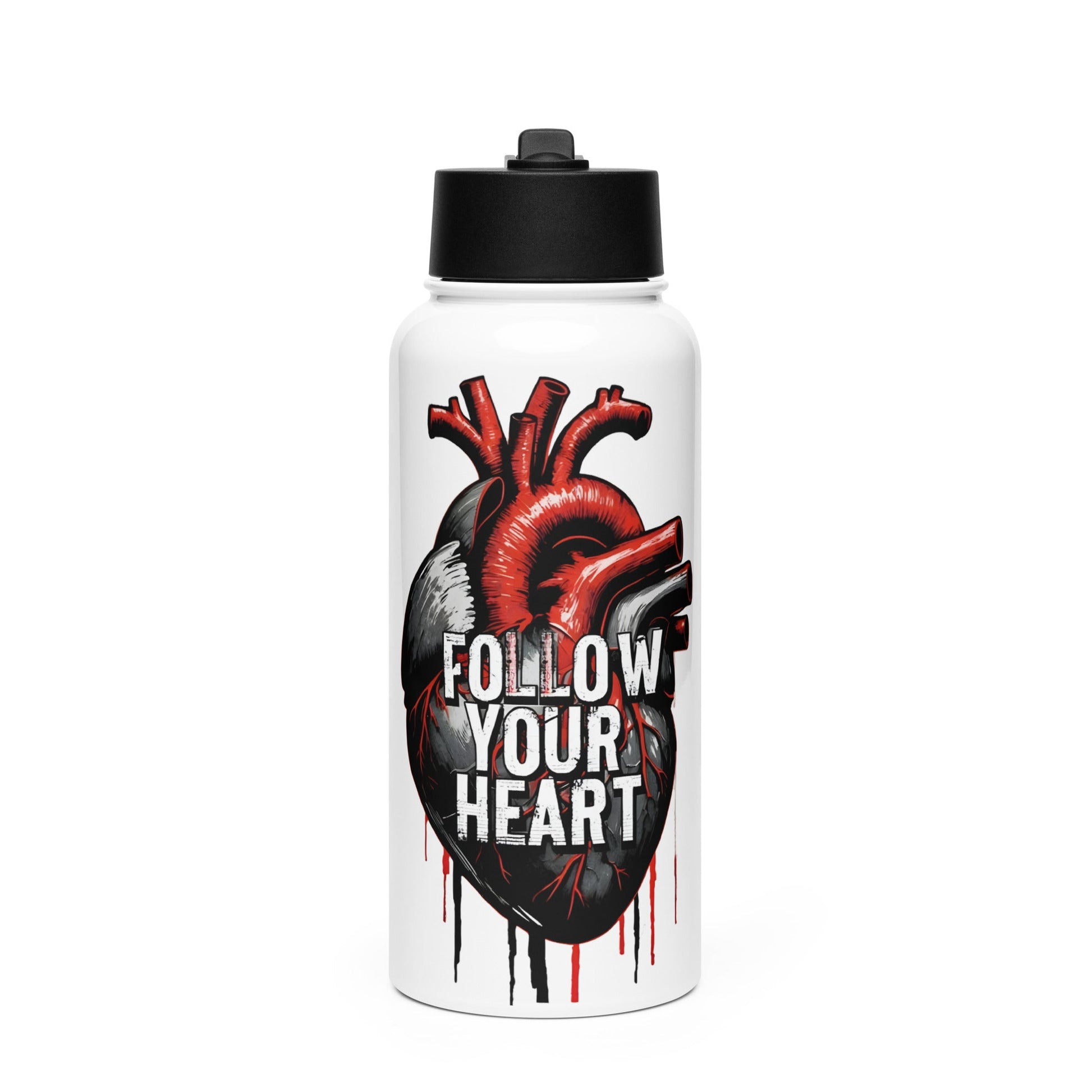 Follow Your Heart Stainless Steel Water Bottle With Straw Lid - Stainless Steel Water Bottle With Straw Lid - Discovery Co.