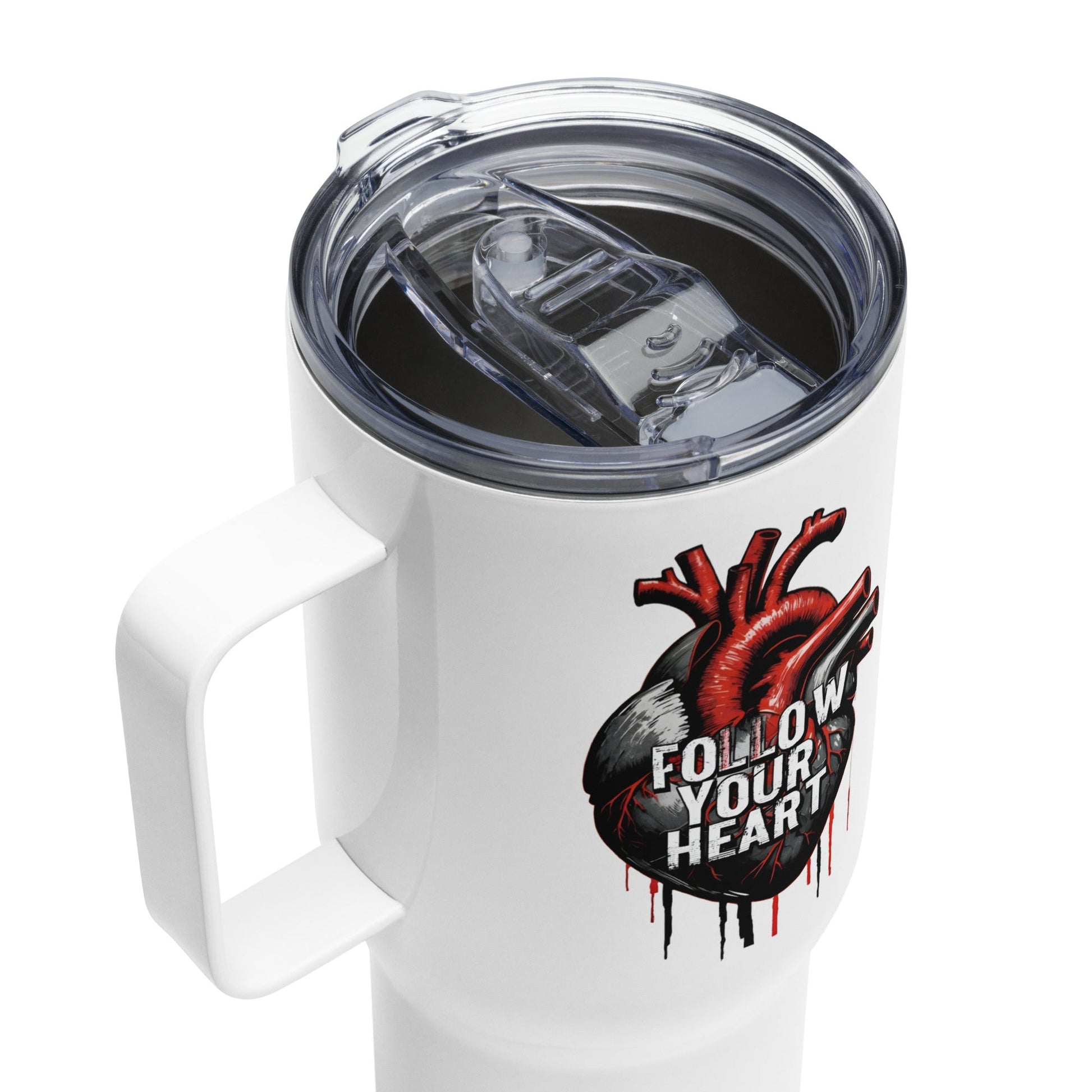 Follow Your Heart Travel Mug With Handle (25 oz and 40 oz) - Travel Mug - Discovery Co.