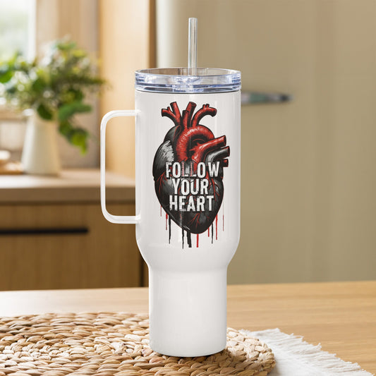 Follow Your Heart Travel Mug With Handle (25 oz and 40 oz) - Travel Mug - Discovery Co.