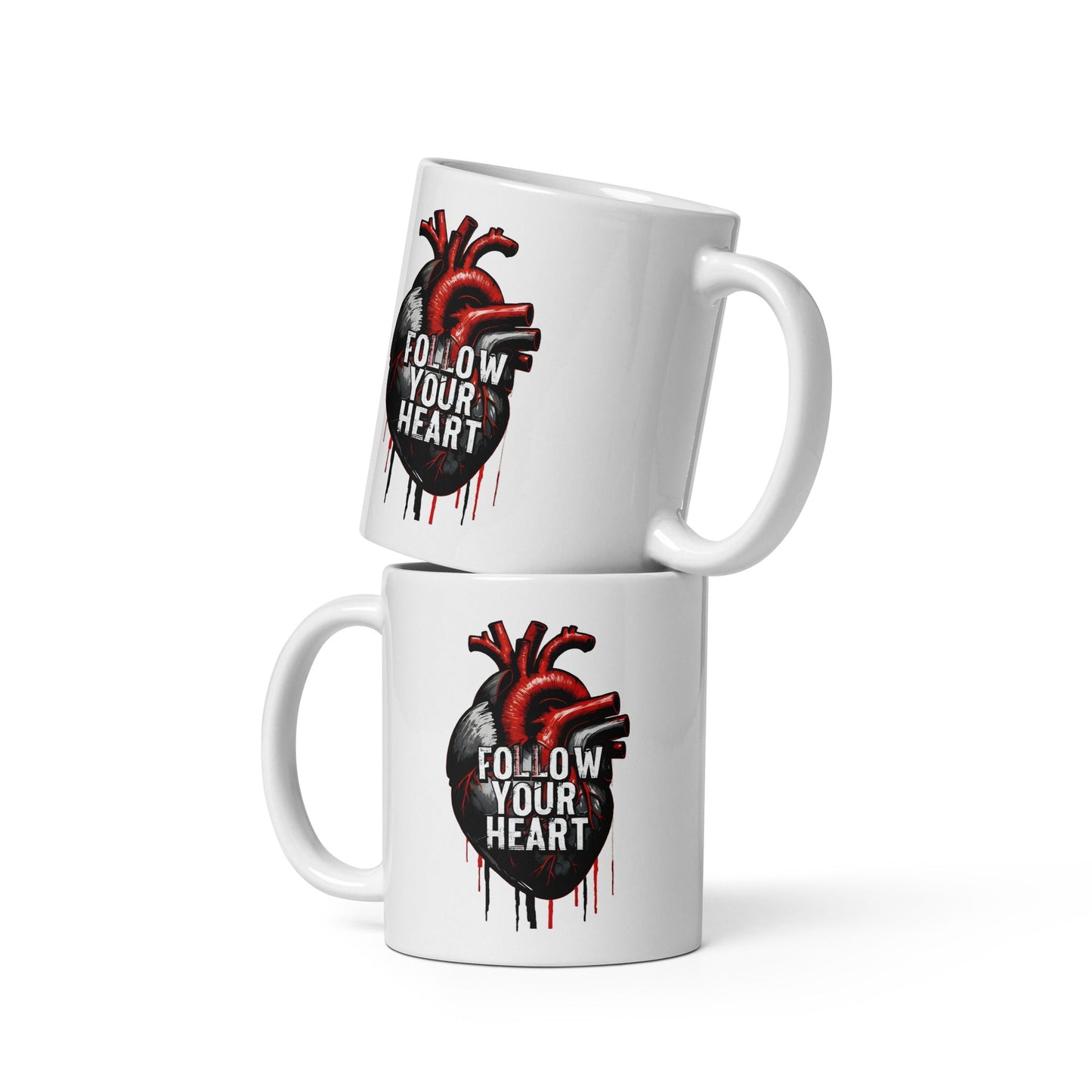 Follow Your Heart White Glossy Mug (11 oz. 15 oz, 20 oz) - Mugs - Discovery Co.