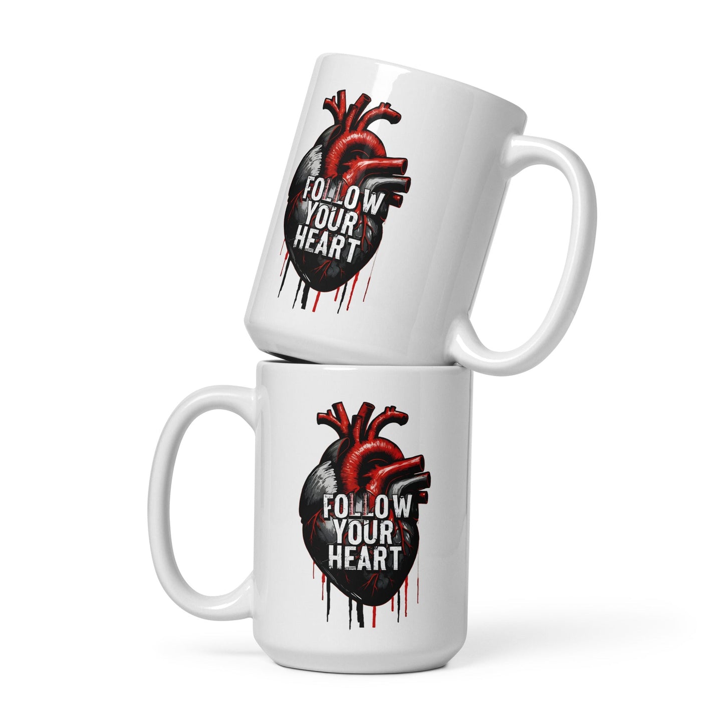 Follow Your Heart White Glossy Mug (11 oz. 15 oz, 20 oz) - Mugs - Discovery Co.