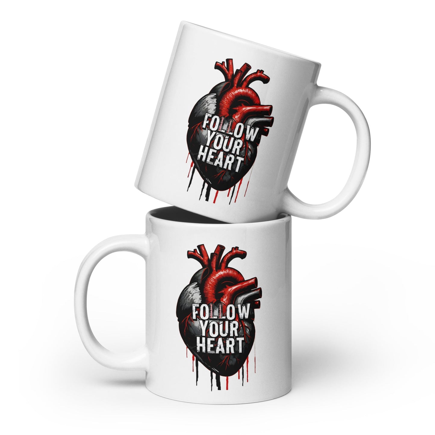 Follow Your Heart White Glossy Mug (11 oz. 15 oz, 20 oz) - Mugs - Discovery Co.