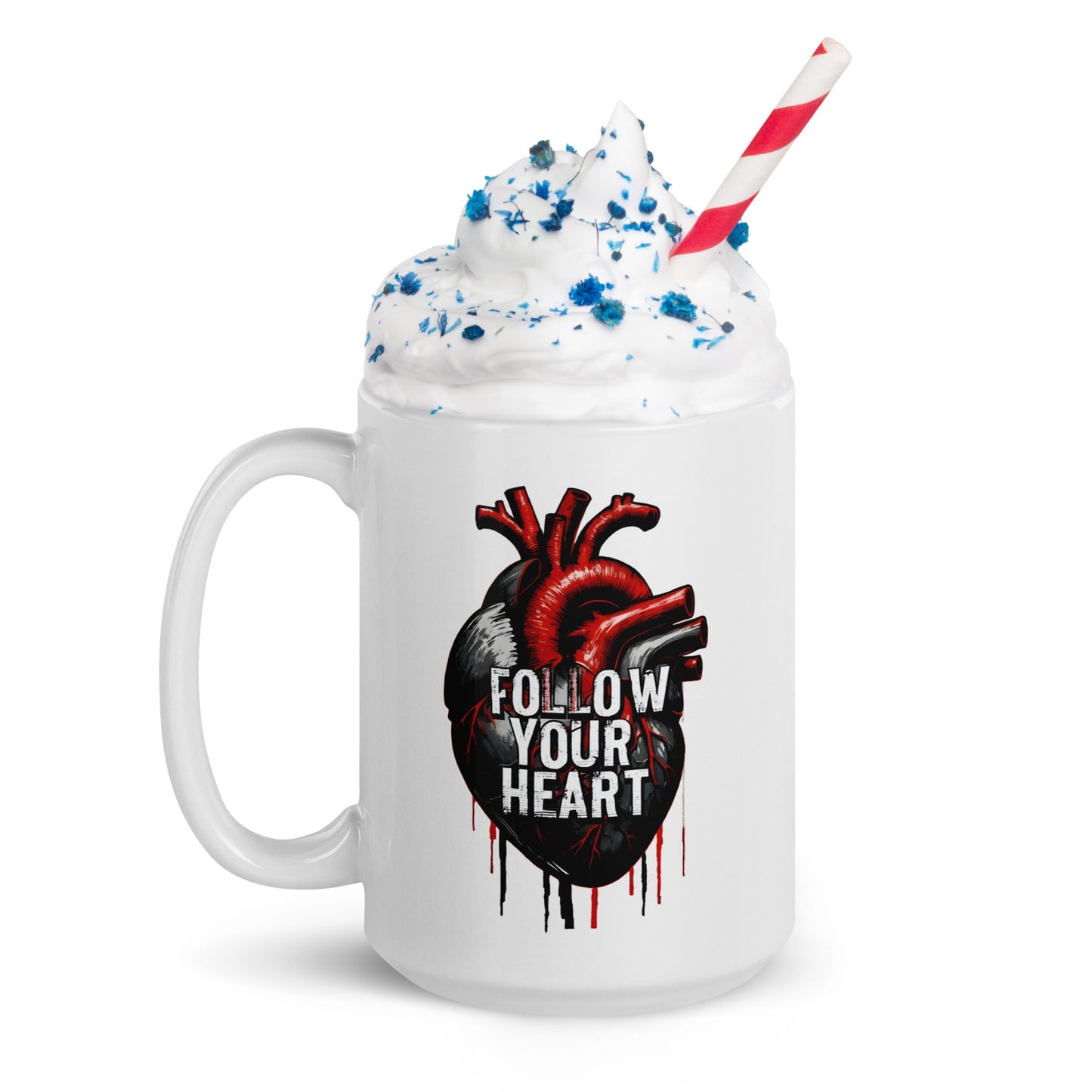 Follow Your Heart White Glossy Mug (11 oz. 15 oz, 20 oz) - Mugs - Discovery Co.
