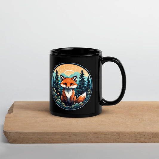 Forest Fox Black Glossy Mug (11 oz, 15 oz) - Mugs - Discovery Co.