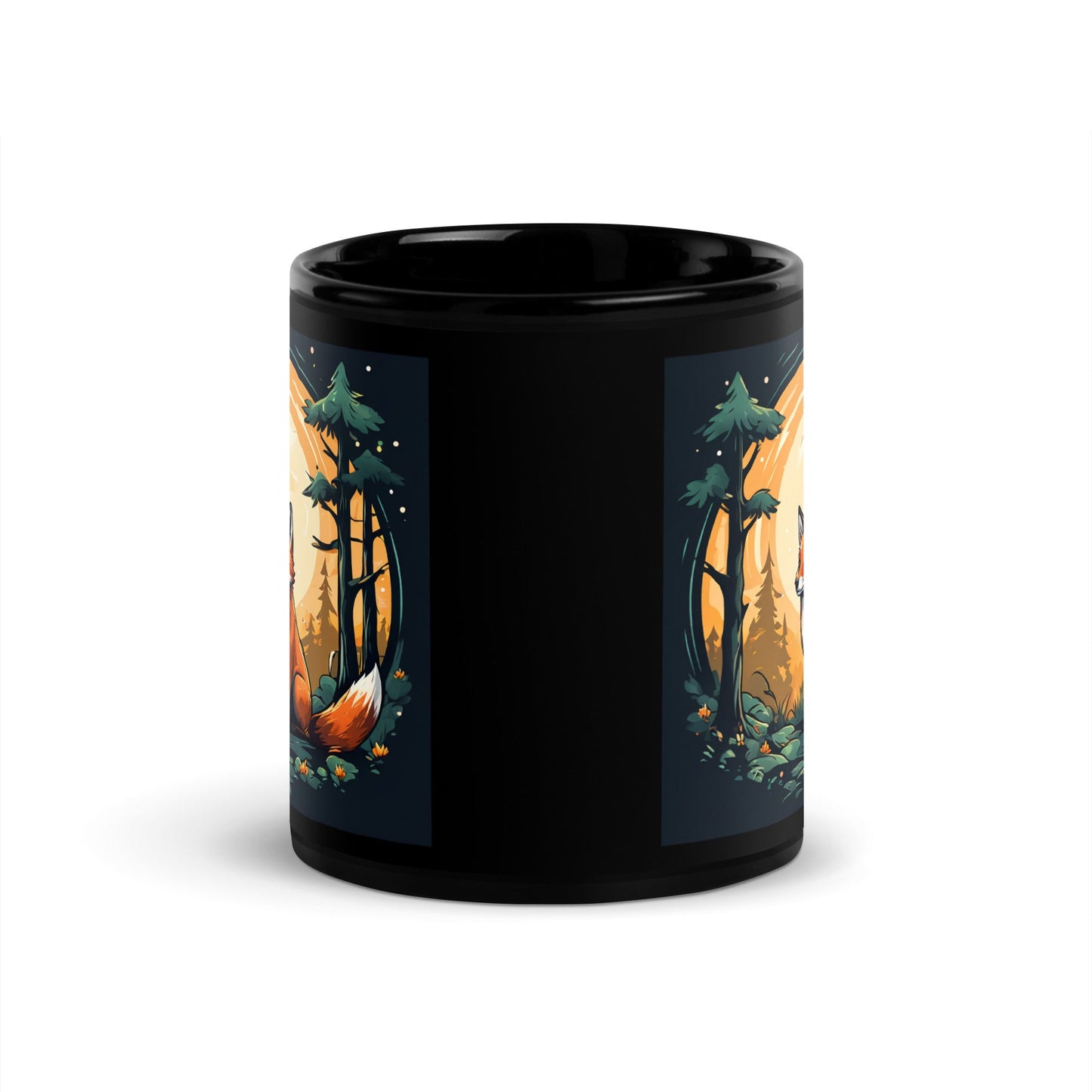 Fox In The Forest Black Glossy Mug (11 oz) - Discovery Co.