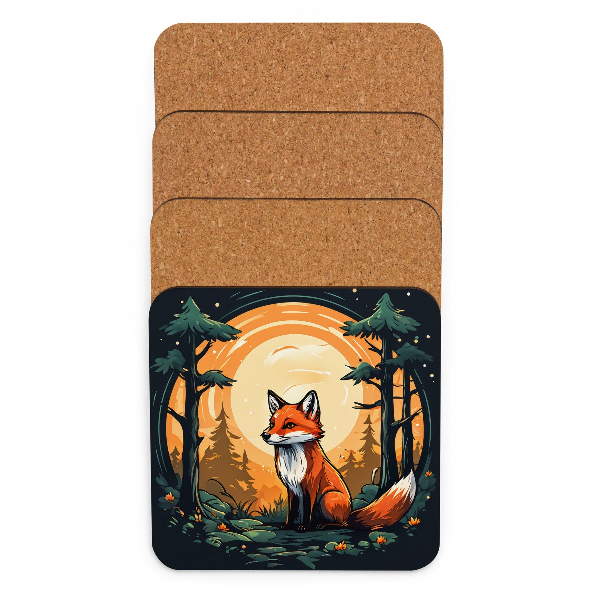 Fox In The Forest Cork - back Coaster - Coasters - Discovery Co.